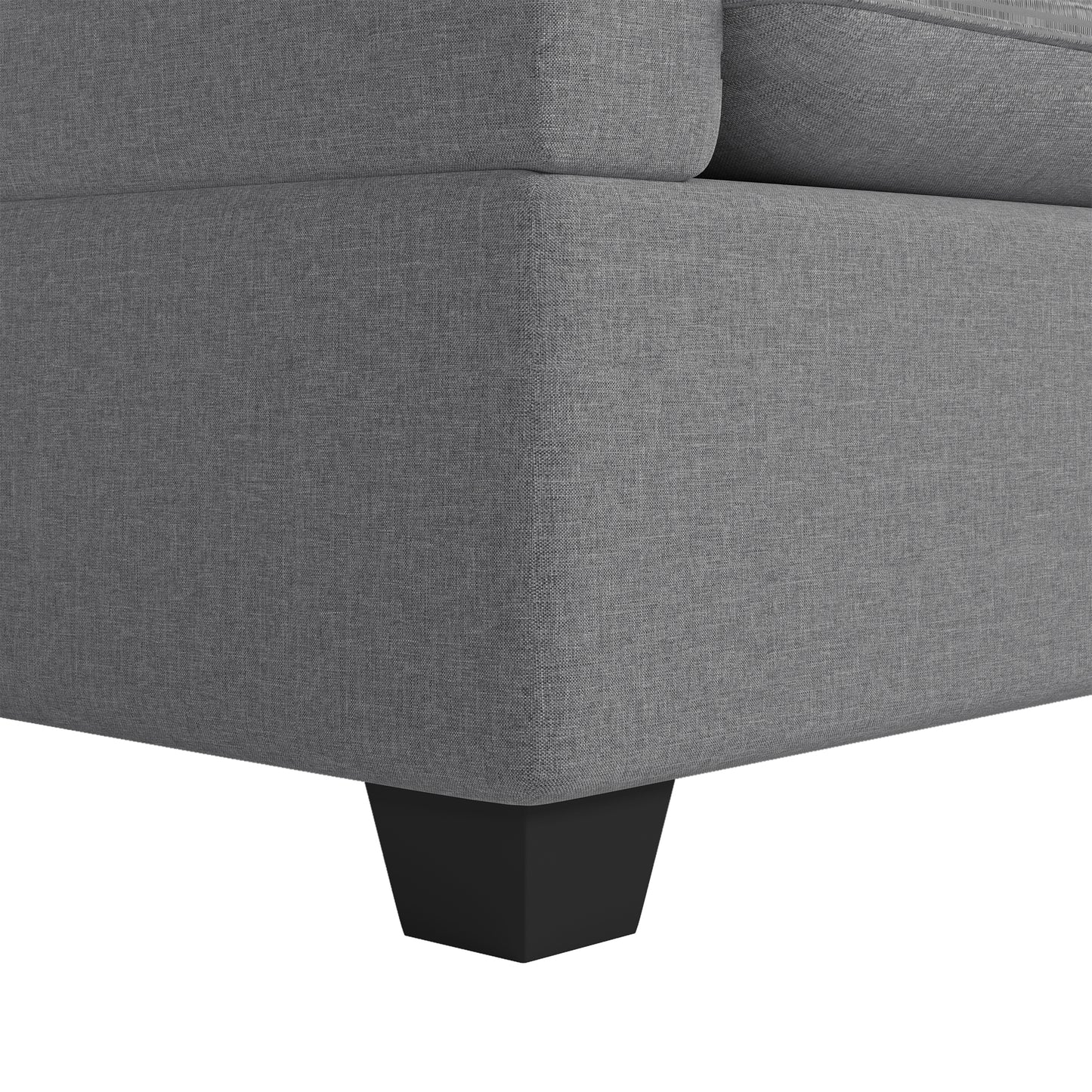 U Shaped Sectional, Modular Sofa with Ottoman and Storage, Gray