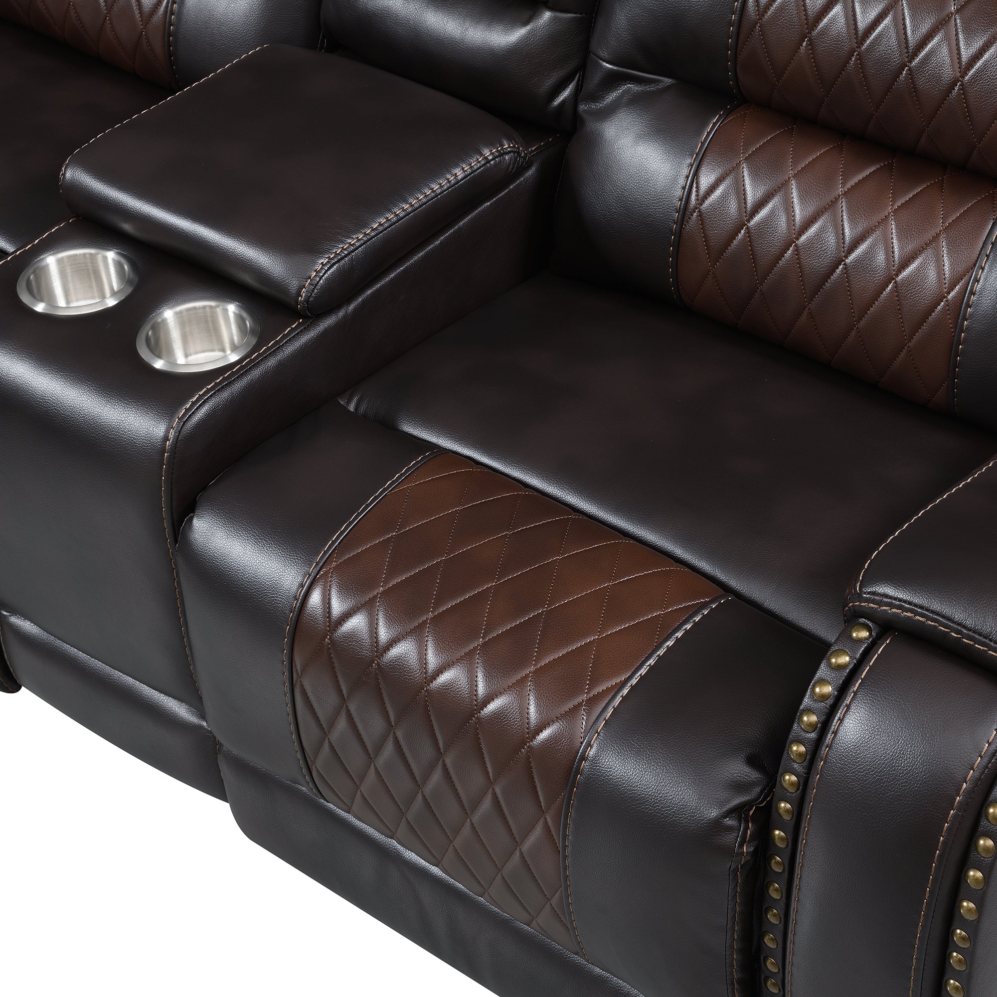 Luxury Reclining Sofa, Corner Sectional Couch Recliner, Brown