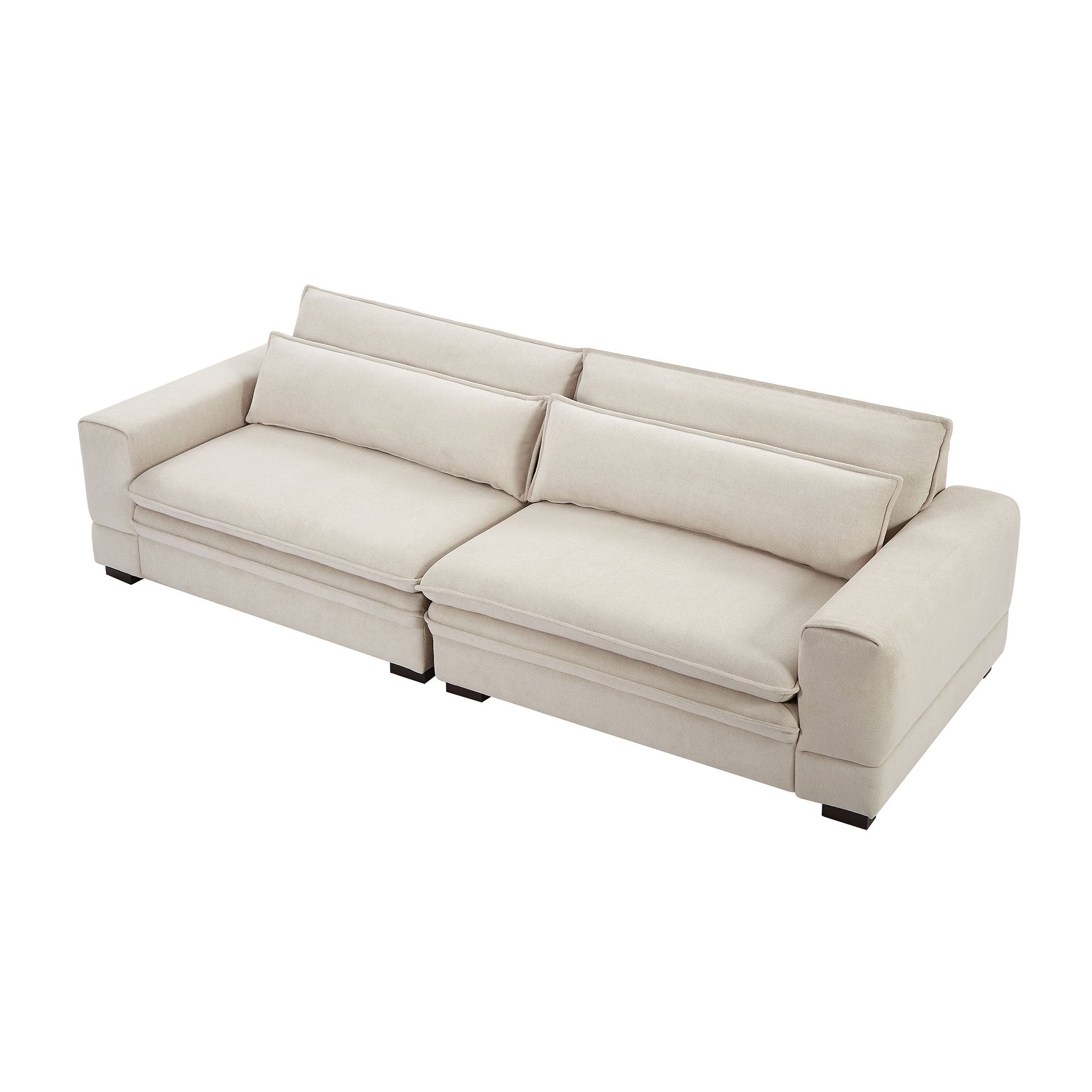 Oversized 3 Seater Deep Sofa, Pillow Top Couch, Beige