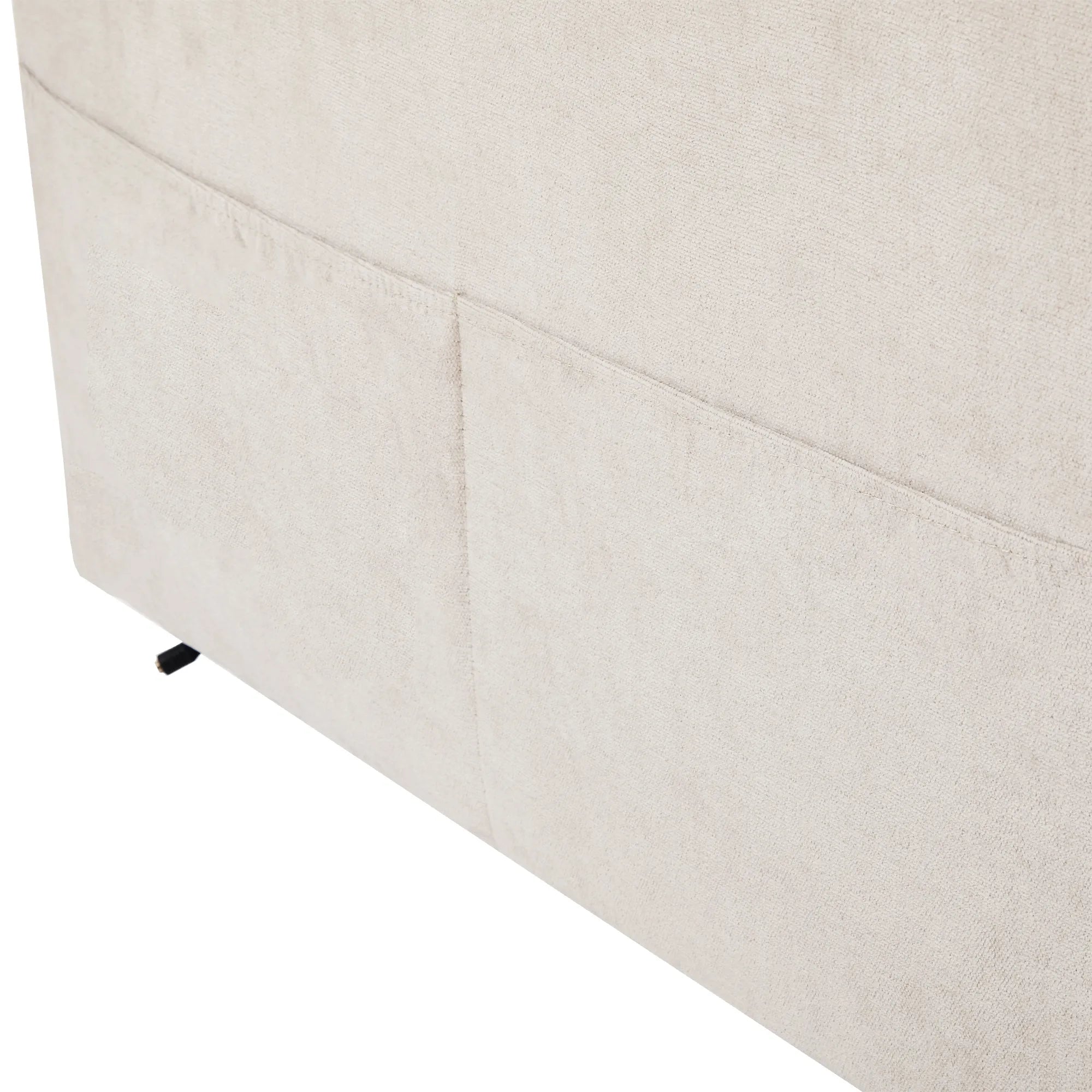 Corduroy Couch with Chaise Sleeper, Sectional Sofa Pull-Out, Beige