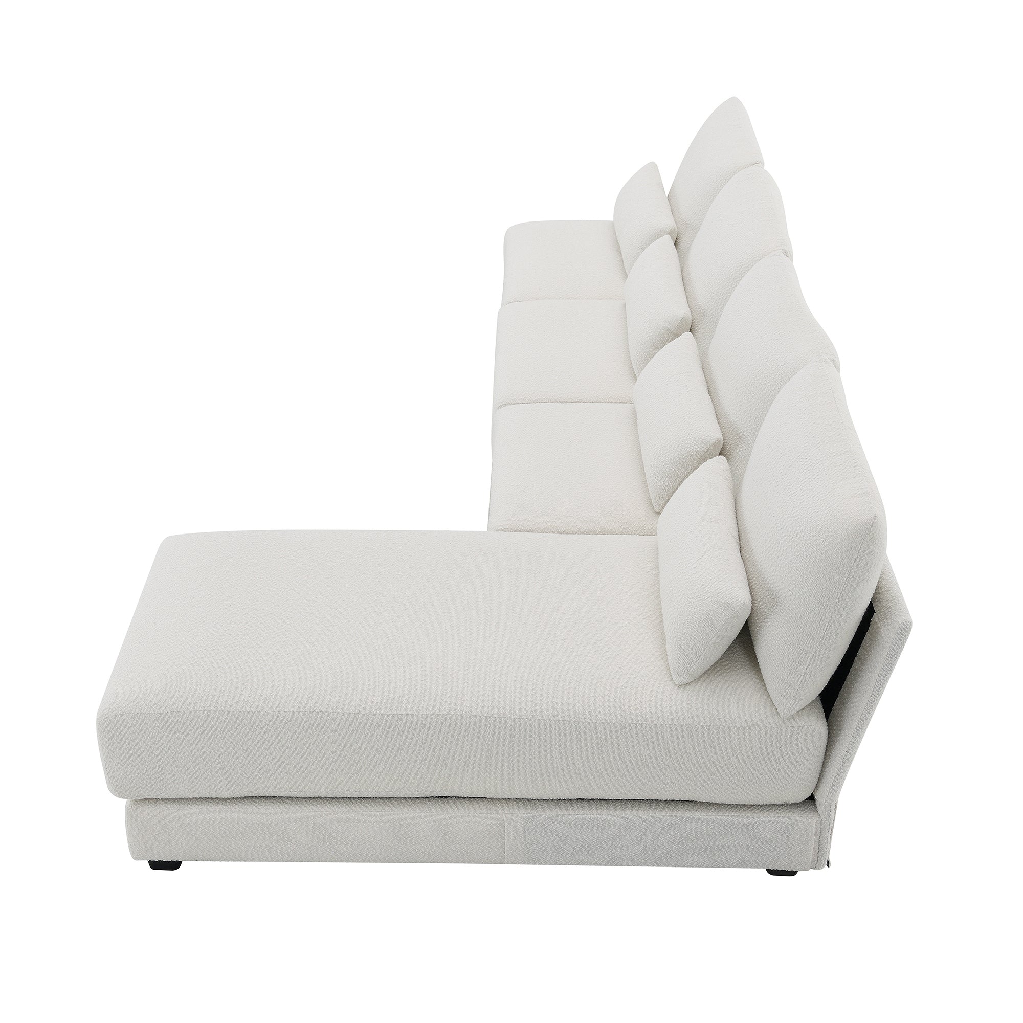 L Shape Couch, Deep Seat Sectional Sofa with Reversible Chaise, Cream