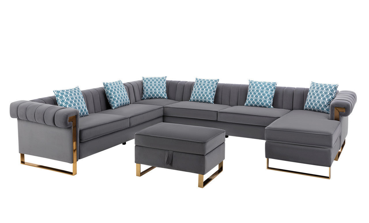 U Shaped Sectional - Large Sectional Couch with Chaise, Storage Ottoman