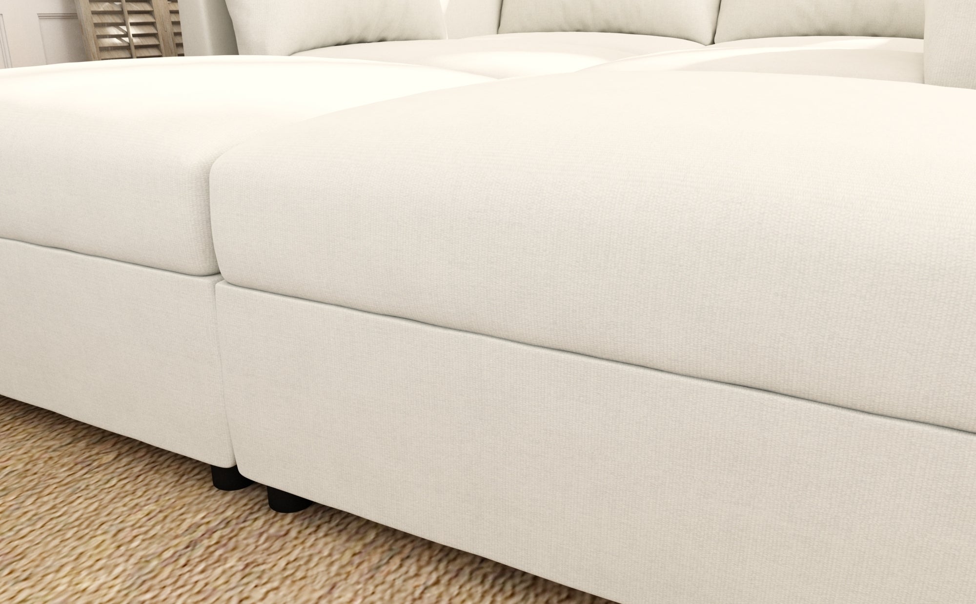 Large Sectional Couch with Storage, Sofa with Chaise- Beige