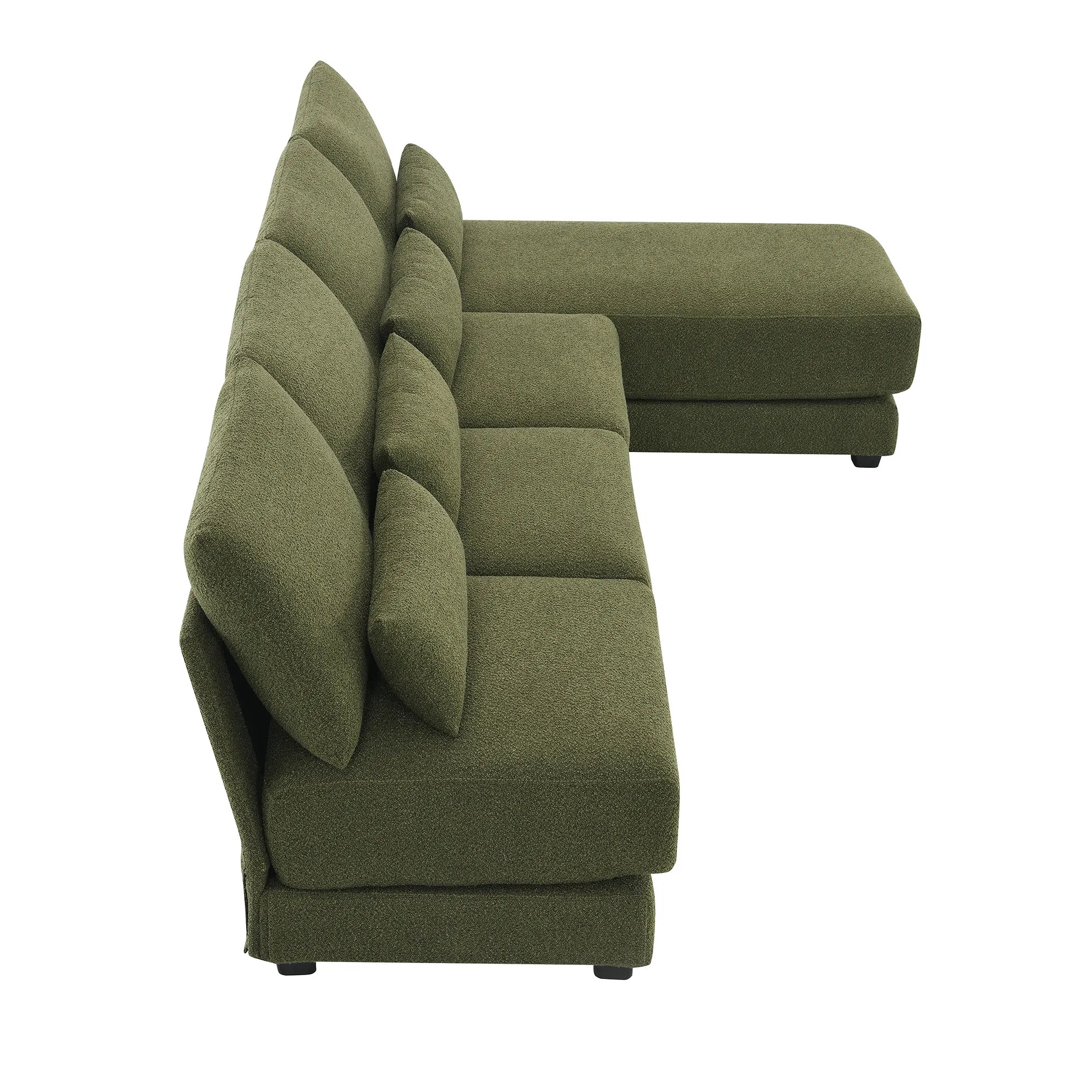 L Shape Couch, Deep Seat Sectional Sofa with Reversible Chaise, Green