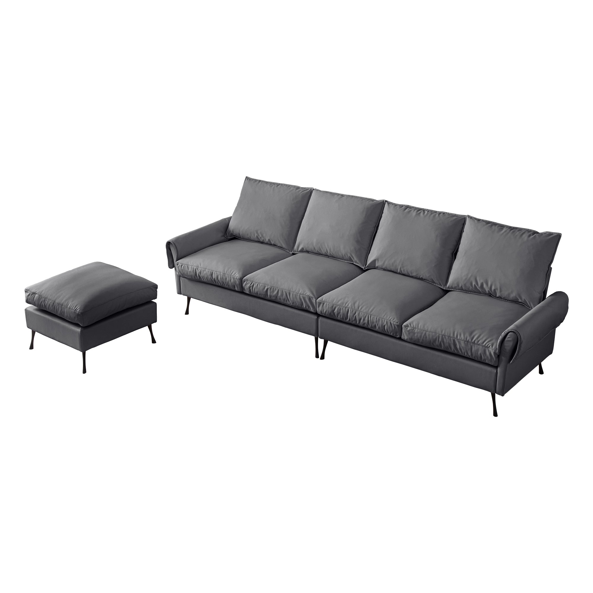 Louie Couch L-Shape, Sofa With Chaise Lounge - Gray