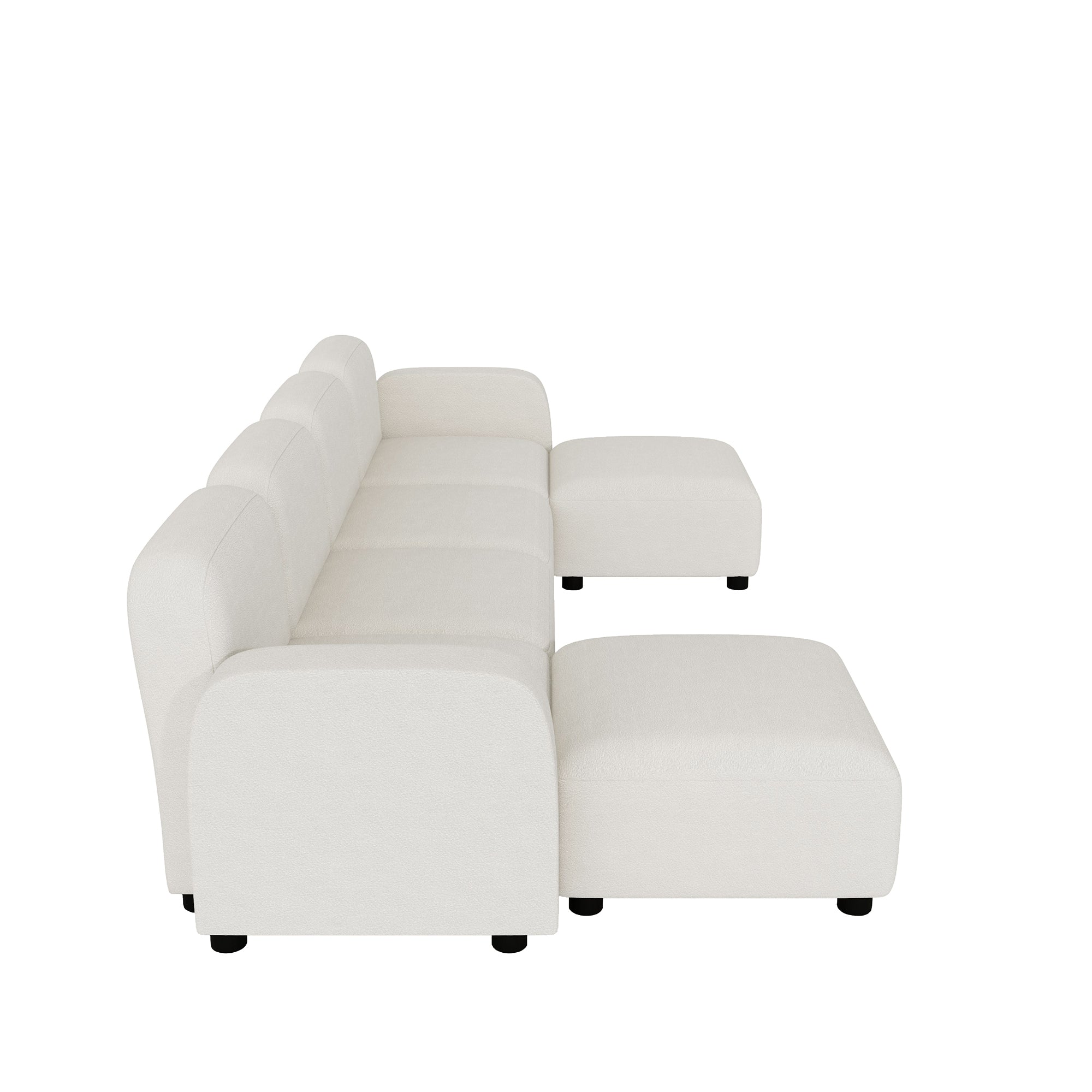 Modern U Shaped Sectional, Modular Comfy Couch with Ottoman, Beige