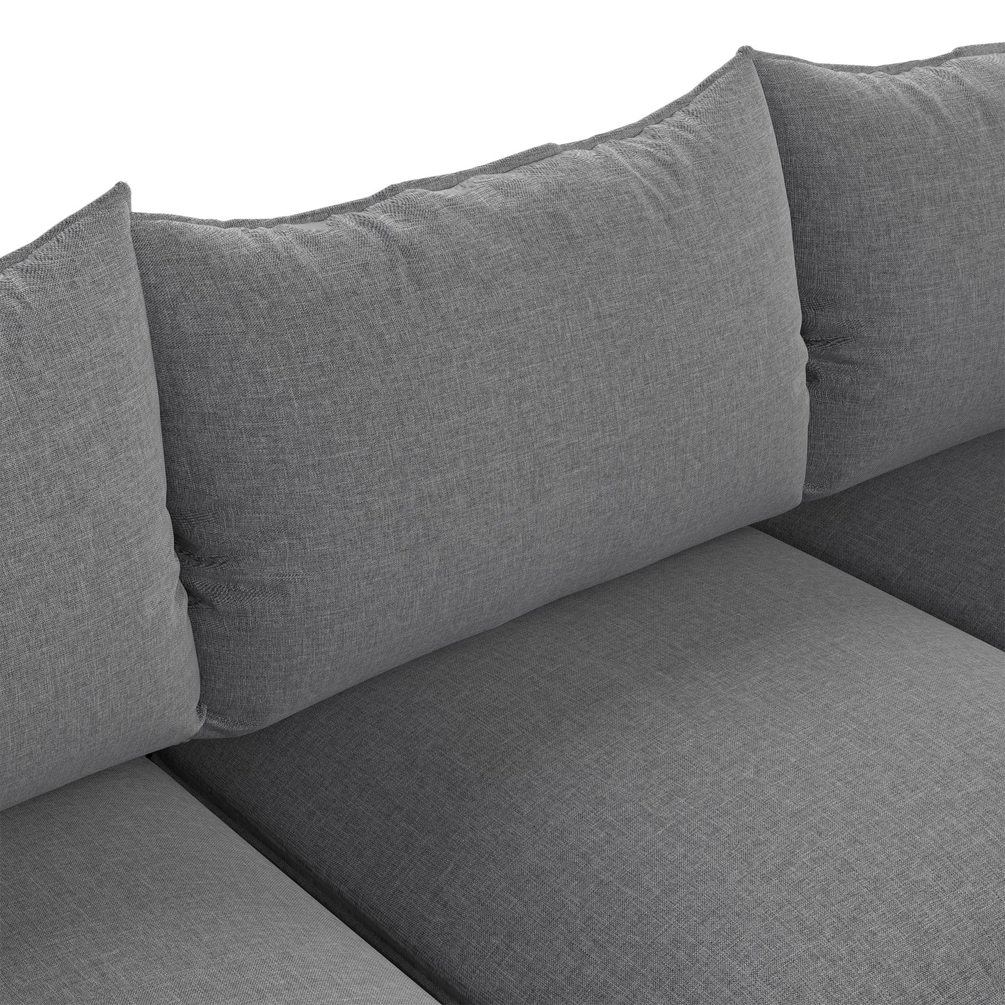 U Shaped Sectional, Modular Sofa with Ottoman and Storage, Gray
