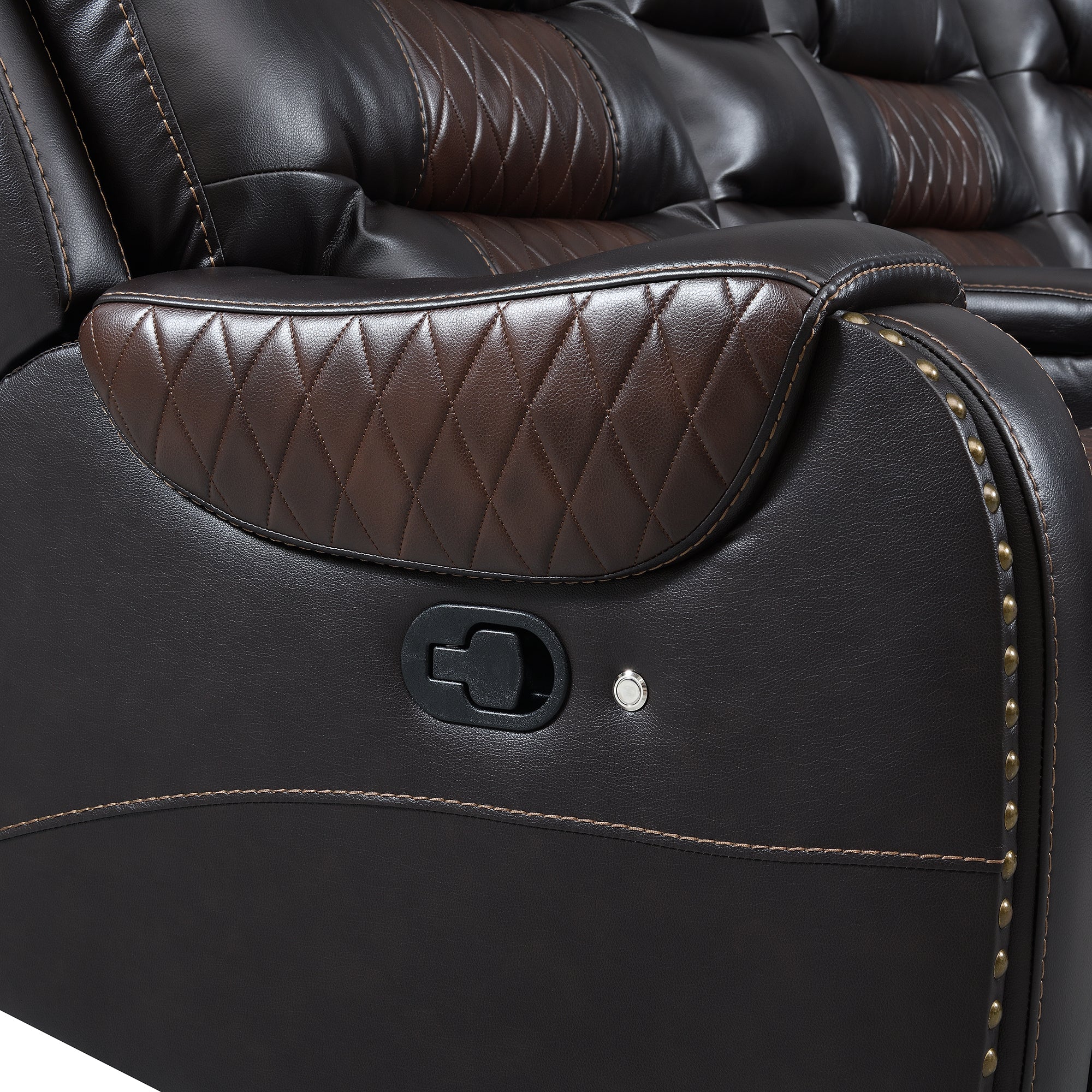 Luxury Reclining Sofa, Corner Sectional Couch Recliner, Brown