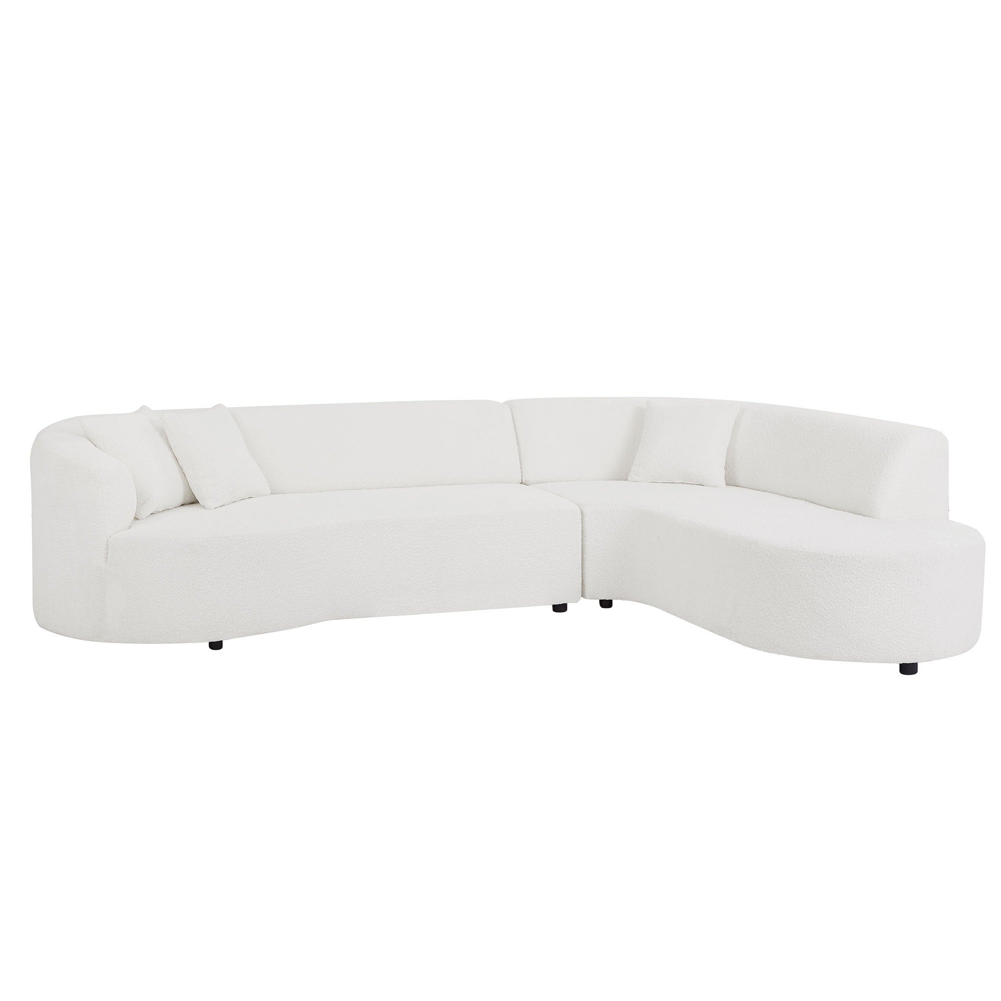 Luxury Curved Sofa, White Sectional Couch with Chaise