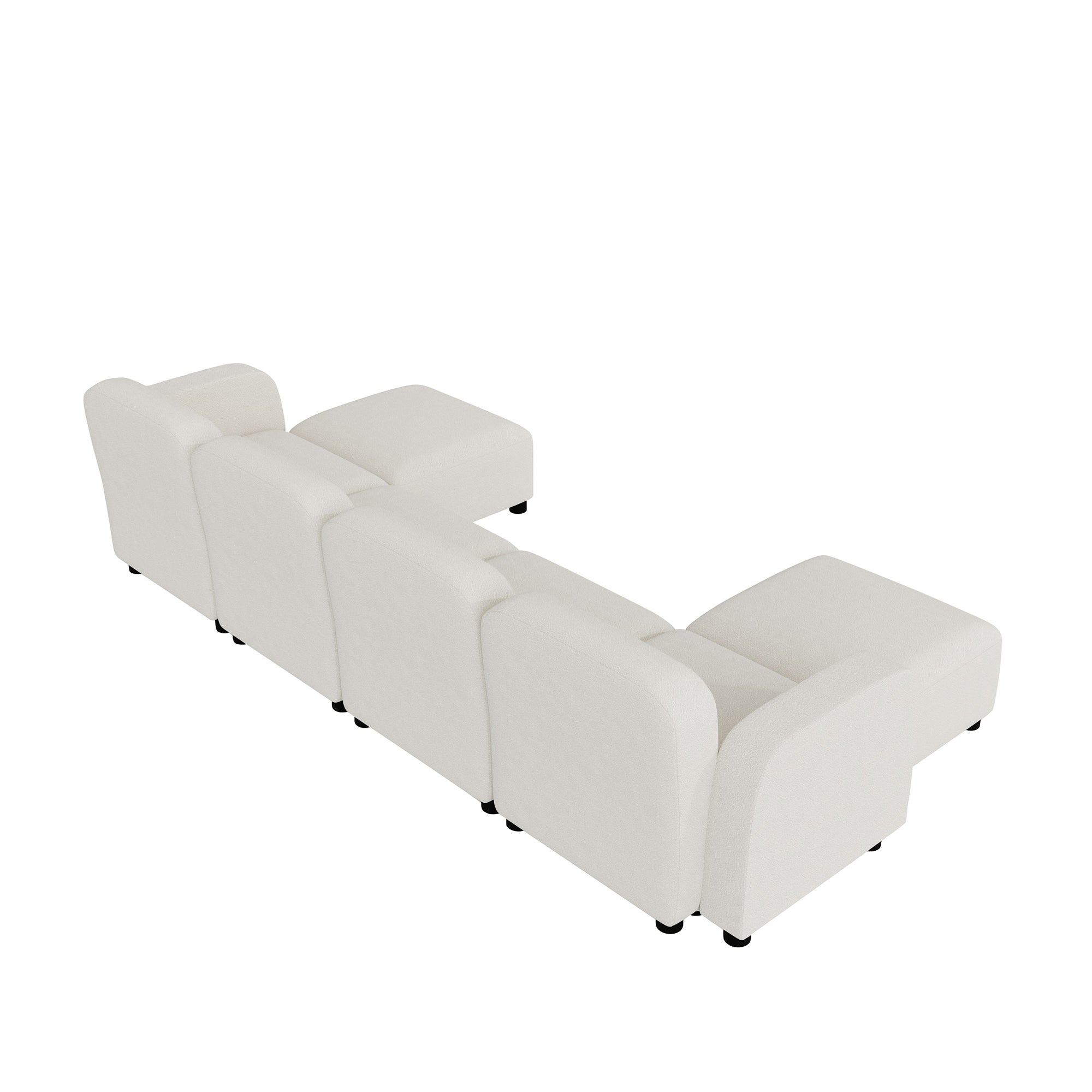 Modern U Shaped Sectional, Modular Comfy Couch with Ottoman, Beige