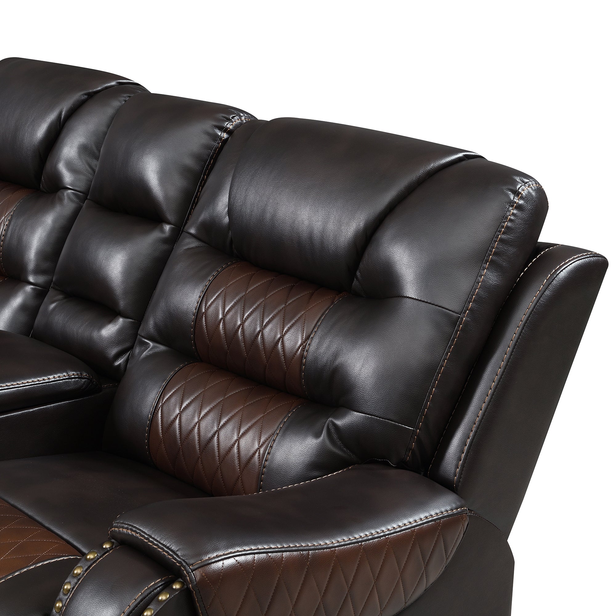 Luxury Reclining Sofa, Corner Sectional Couch Recliner, Brown