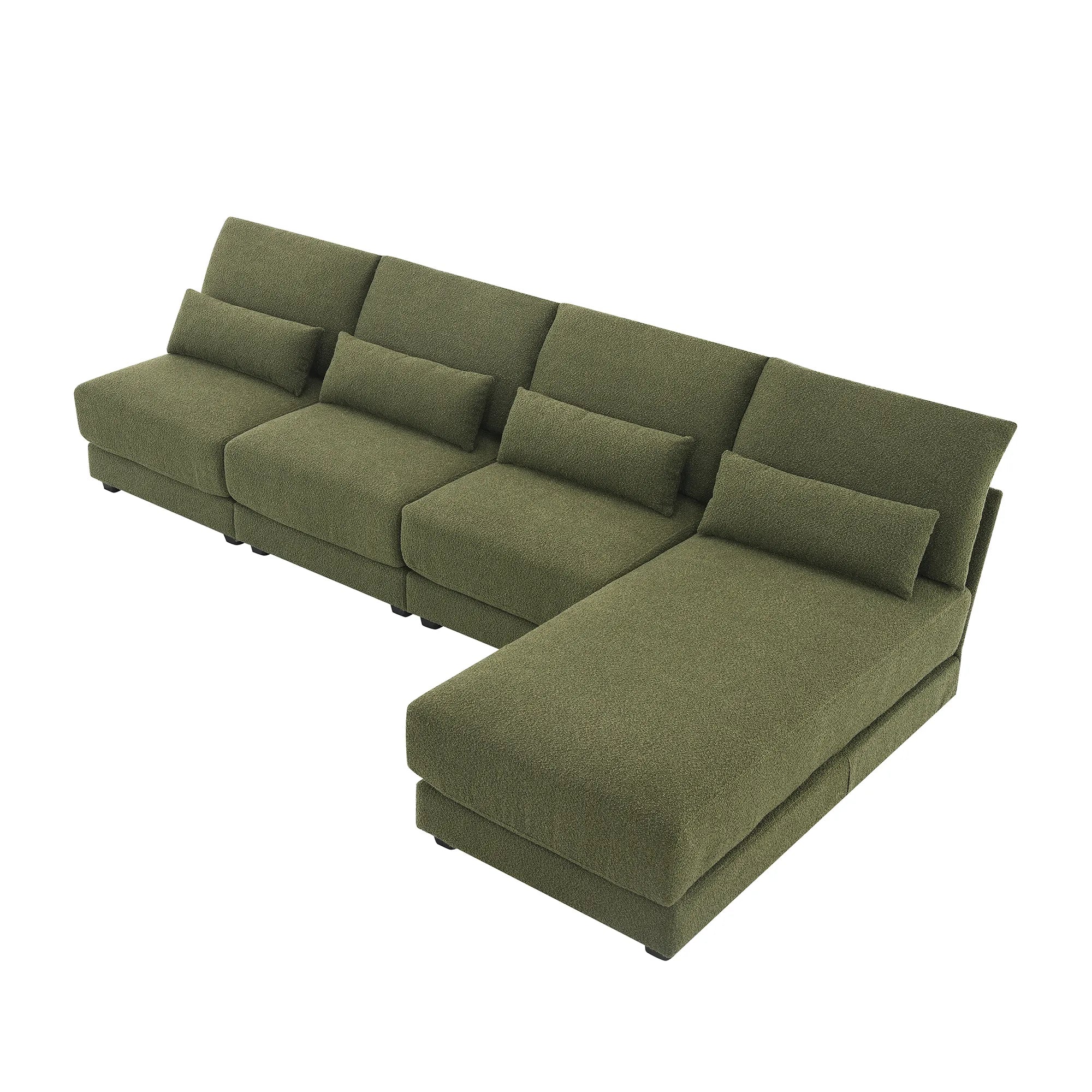 L Shape Couch, Deep Seat Sectional Sofa with Reversible Chaise, Green