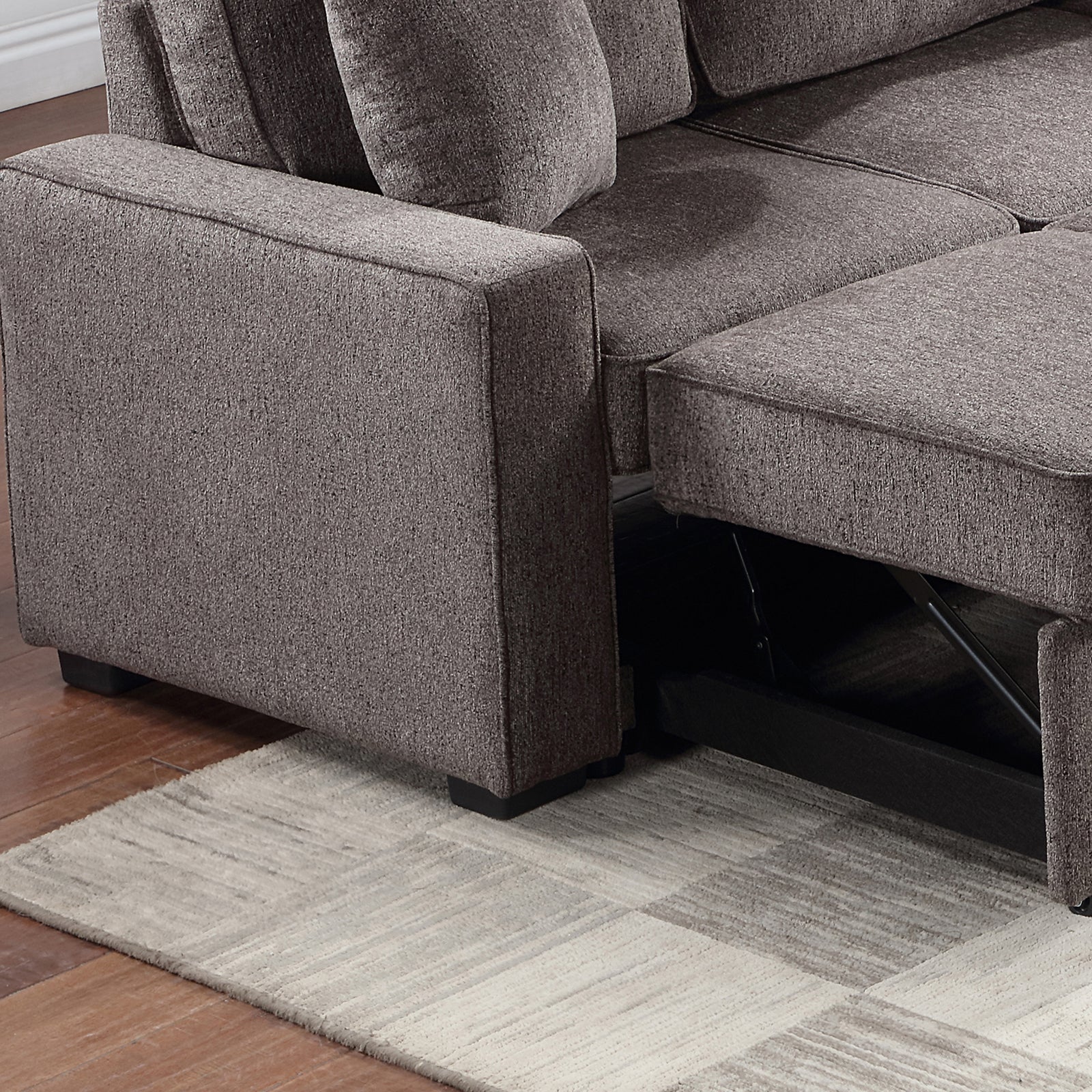 Louie Sleeper Sectional, Couch L Shape - Brown