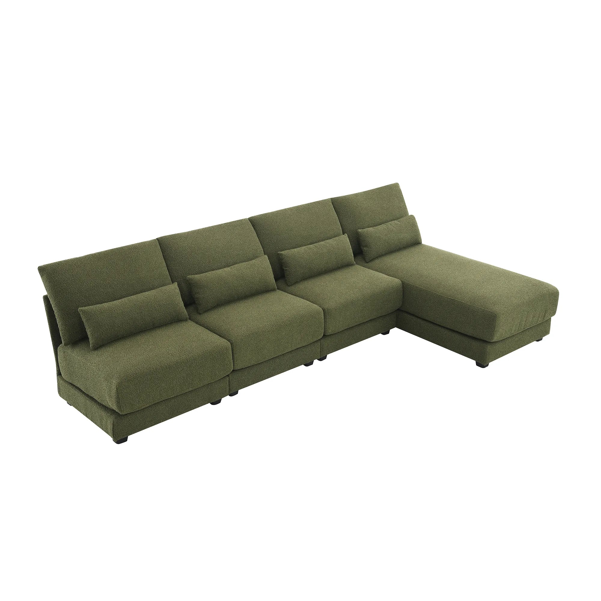 L Shape Couch, Deep Seat Sectional Sofa with Reversible Chaise, Green