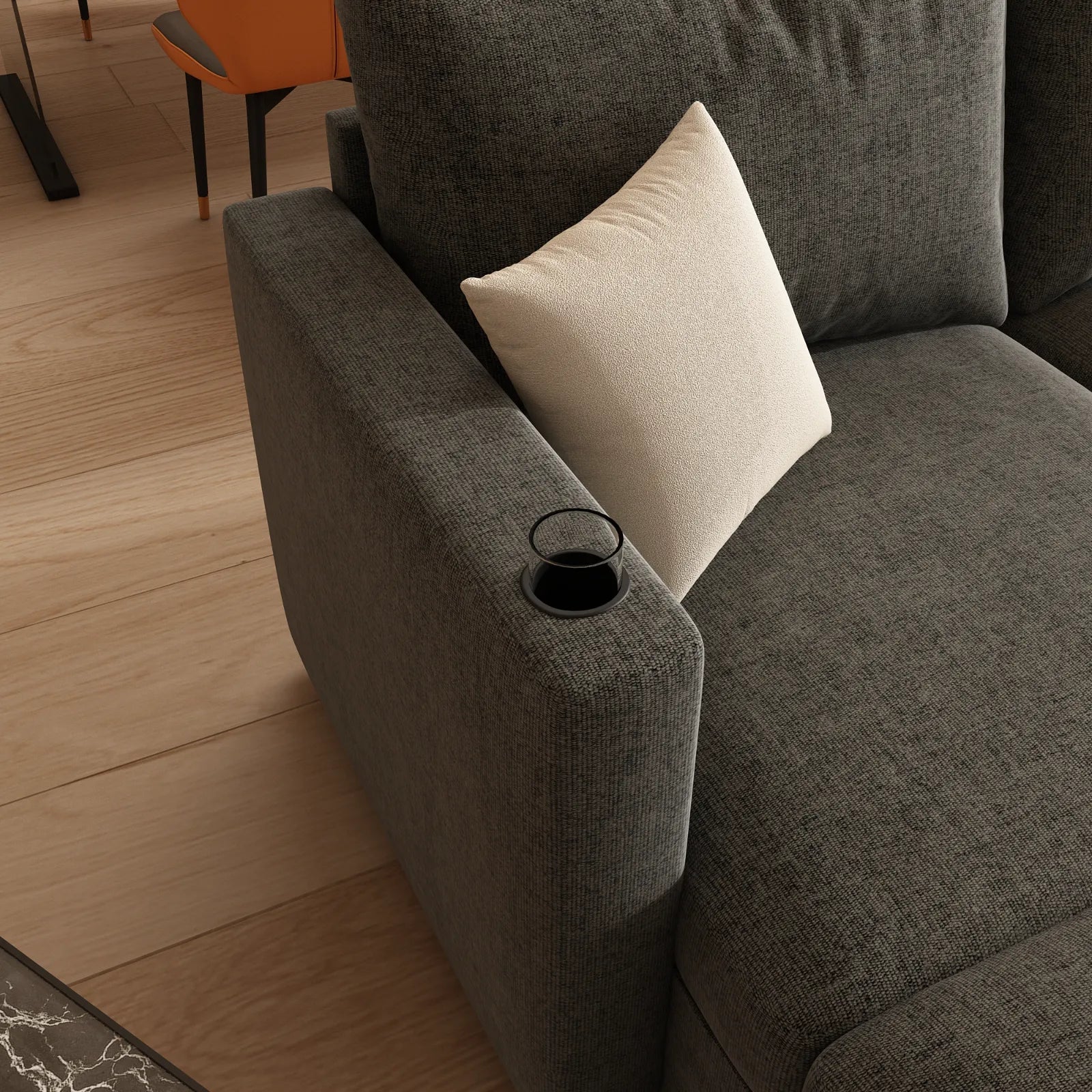 Large Sectional Couch with Storage, Sofa with Chaise- Gray