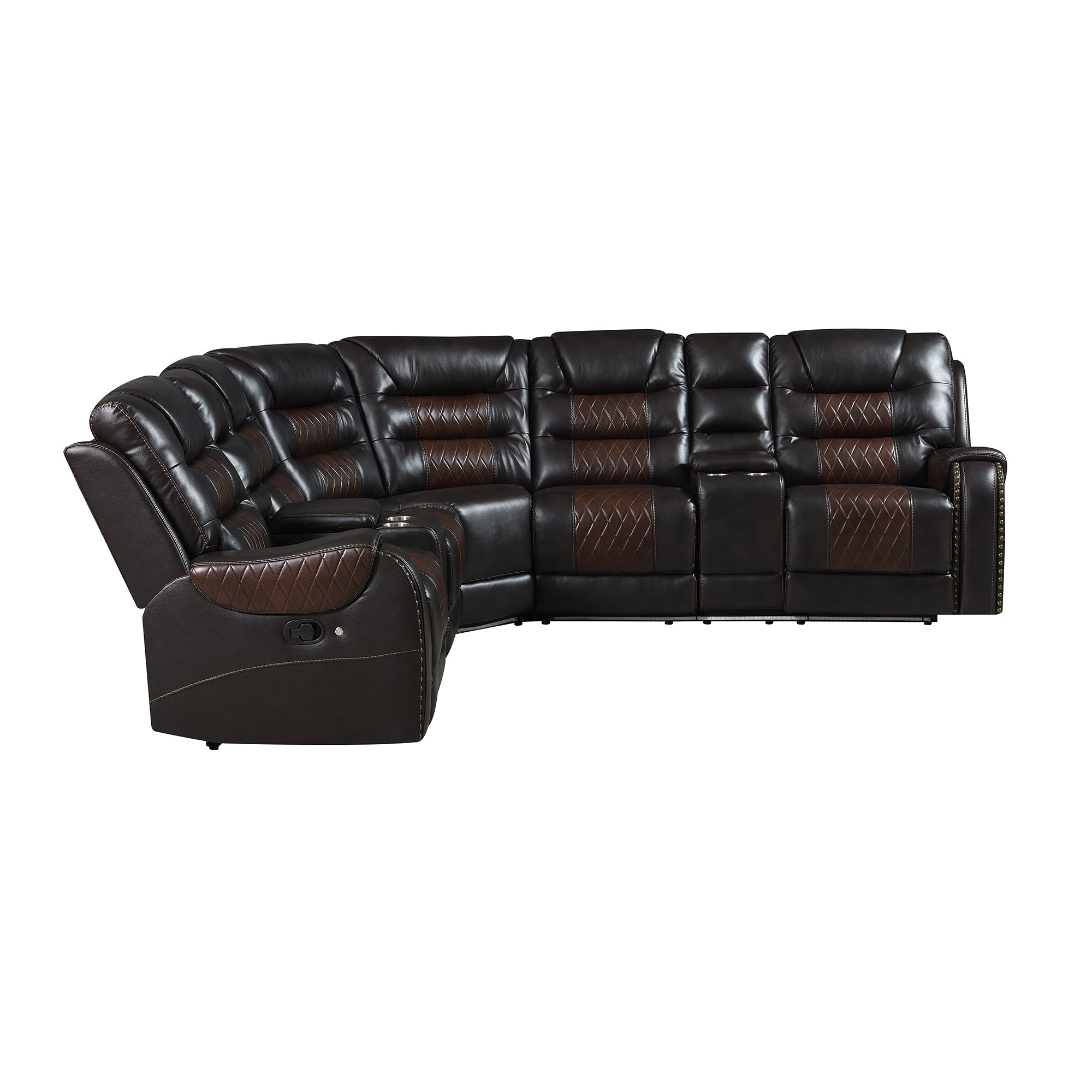 Luxury Reclining Sofa, Corner Sectional Couch Recliner, Brown