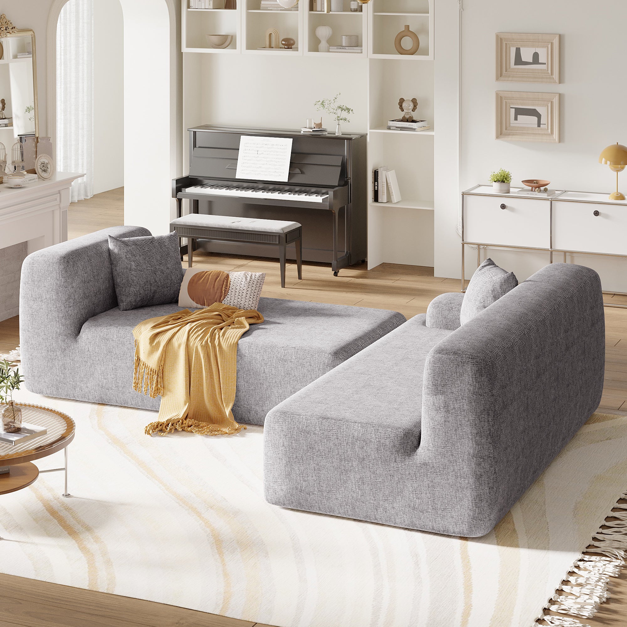 Modular Couch, L-Shaped Sofa with Chaise, Grey