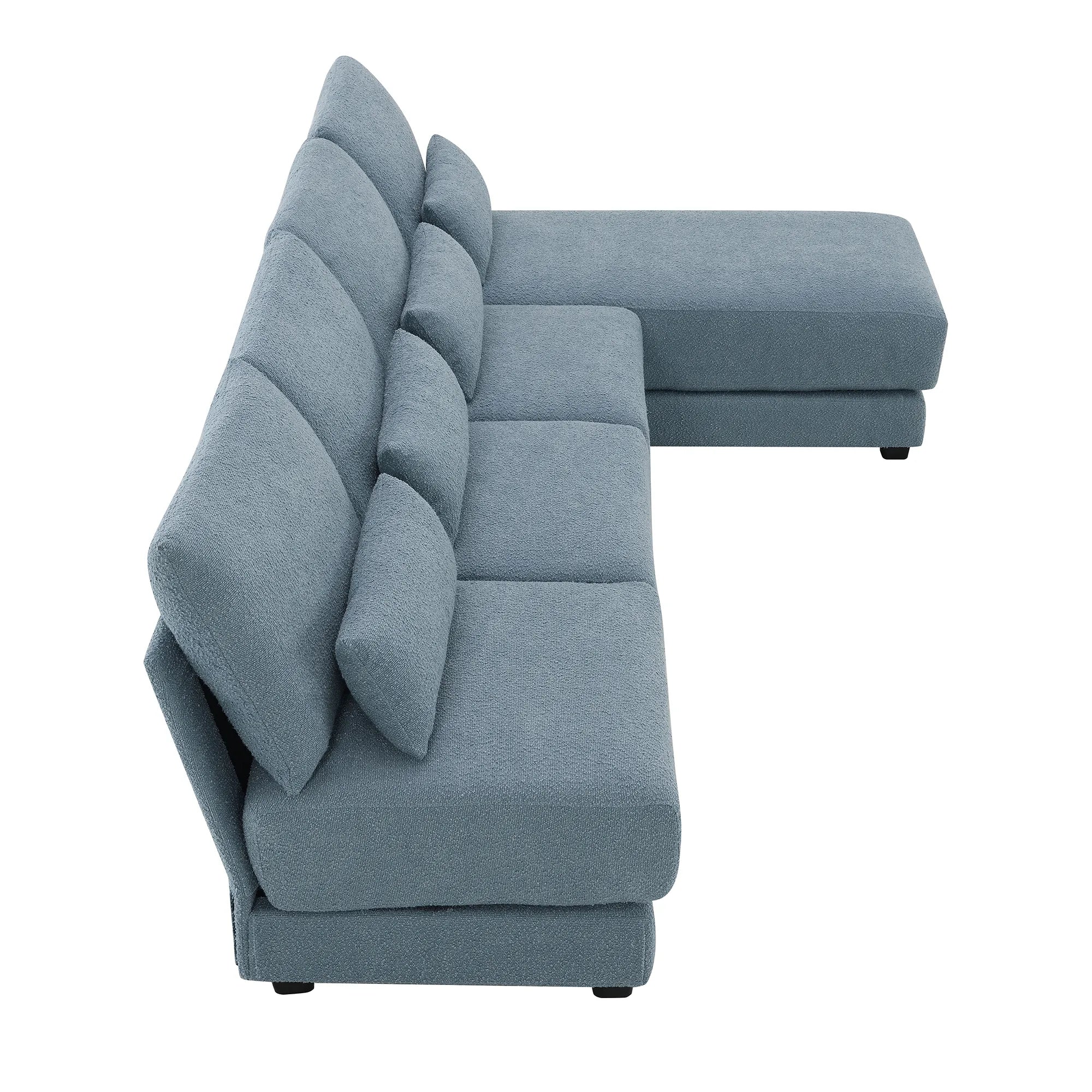 L Shape Couch, Deep Seat Sectional Sofa with Reversible Chaise, Blue