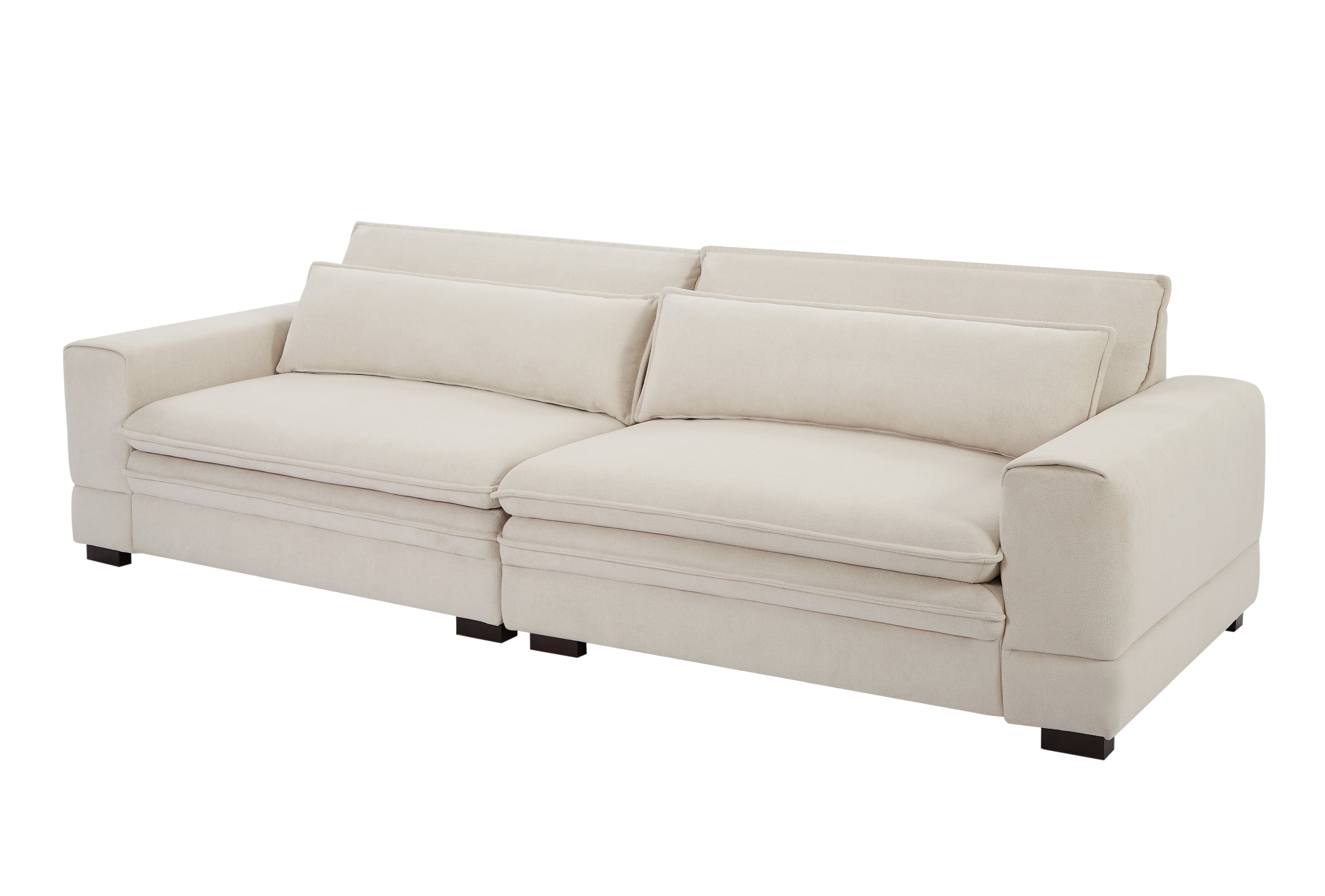 Oversized 3 Seater Deep Sofa, Pillow Top Couch, Beige
