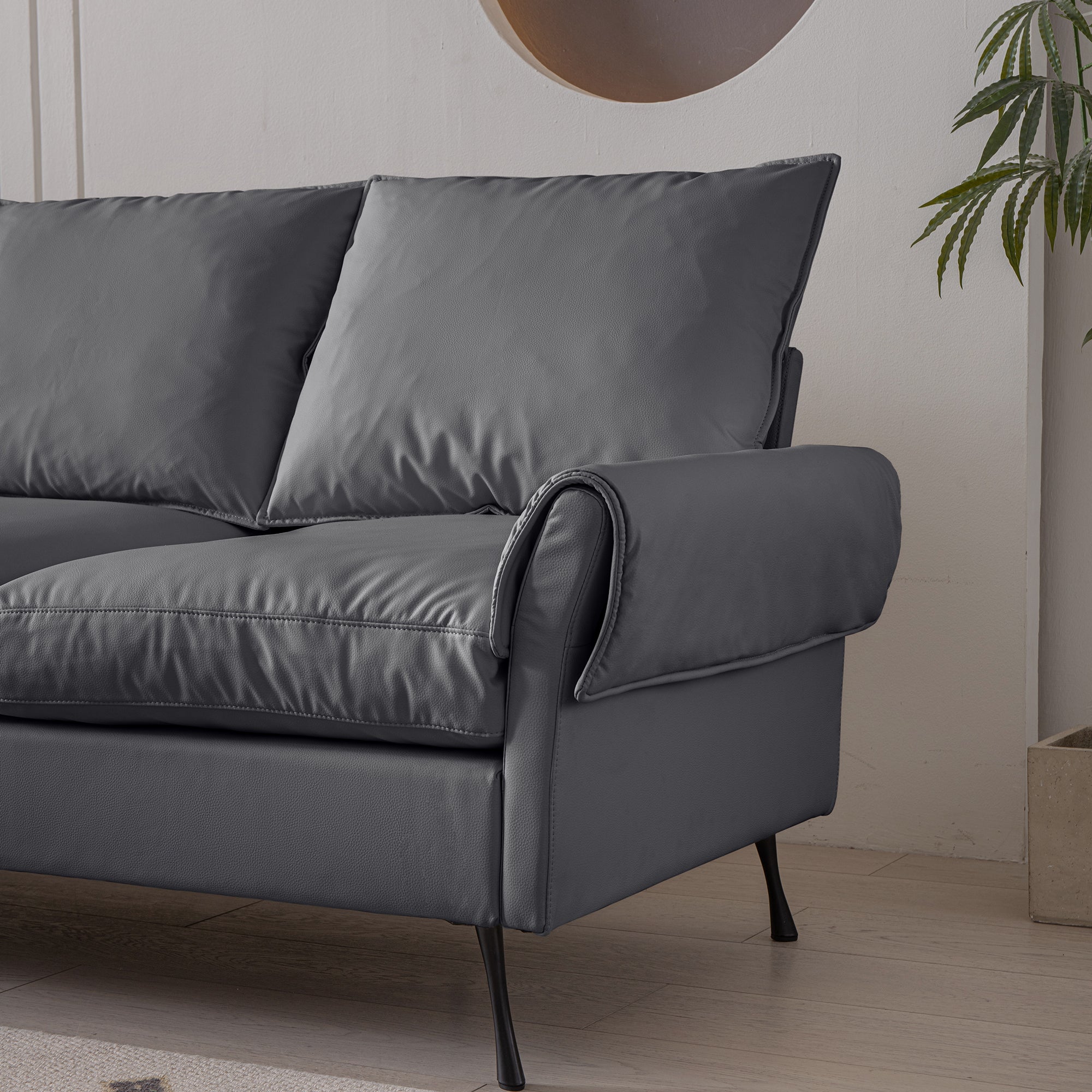 Louie Couch L-Shape, Sofa With Chaise Lounge - Gray