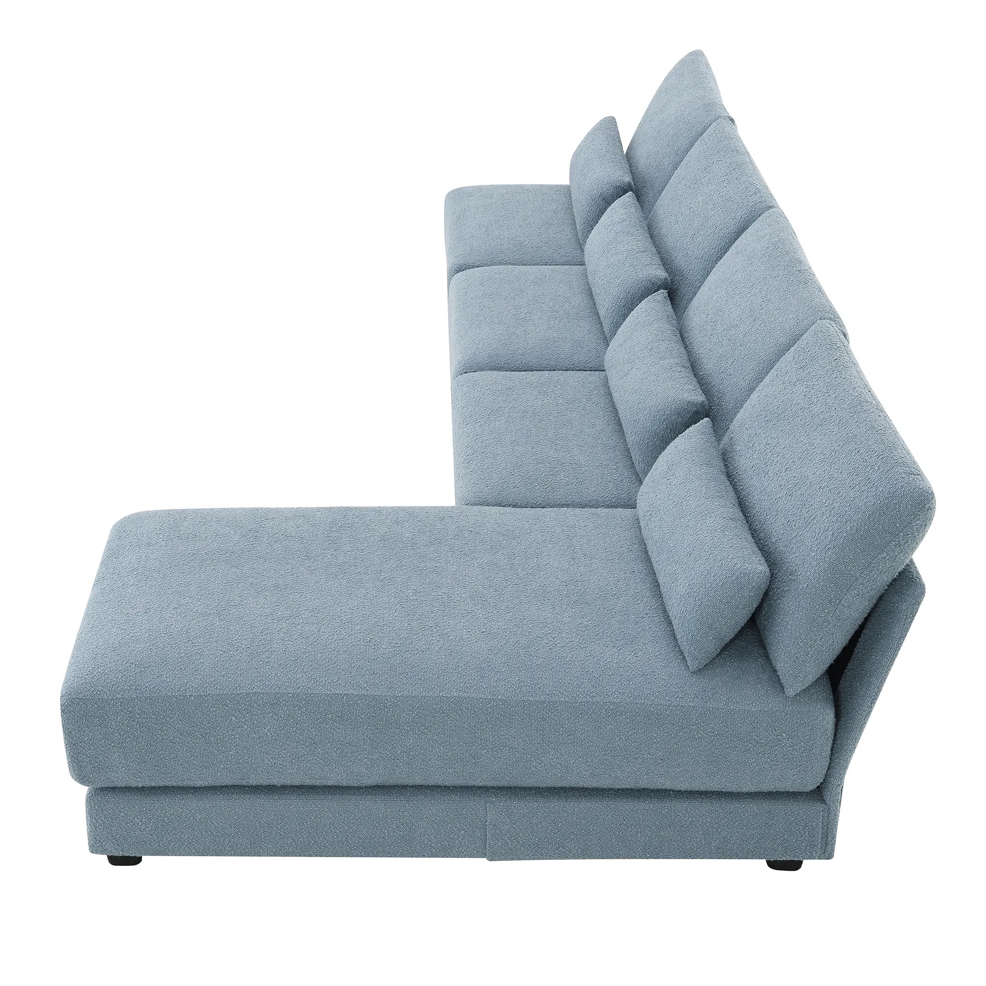 L Shape Couch, Deep Seat Sectional Sofa with Reversible Chaise, Blue