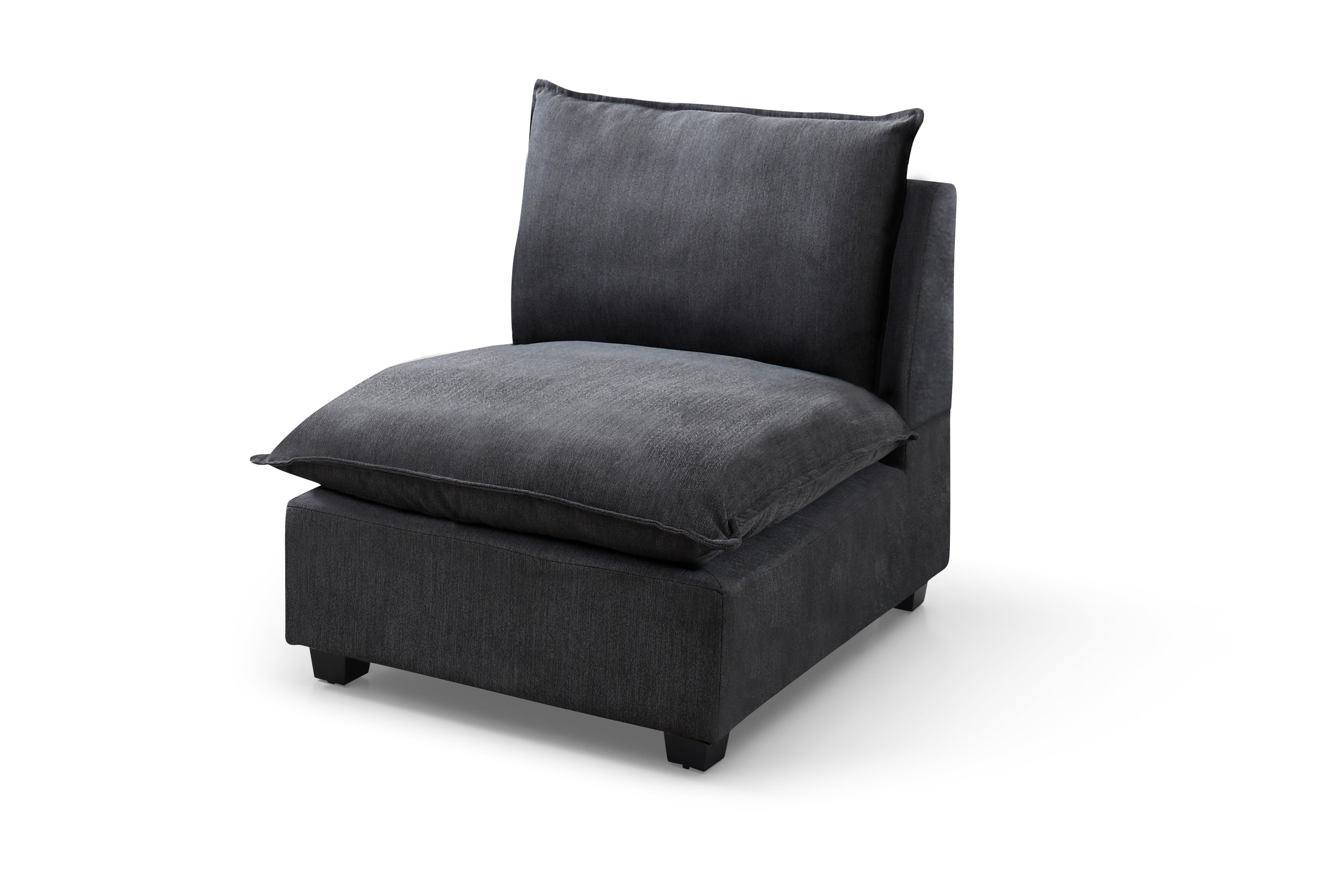 Plush Modular Sectional Sofa, L-Shaped Couch with Ottoman, Gray