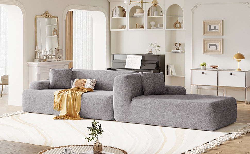 Modular Couch, L-Shaped Sofa with Chaise, Grey