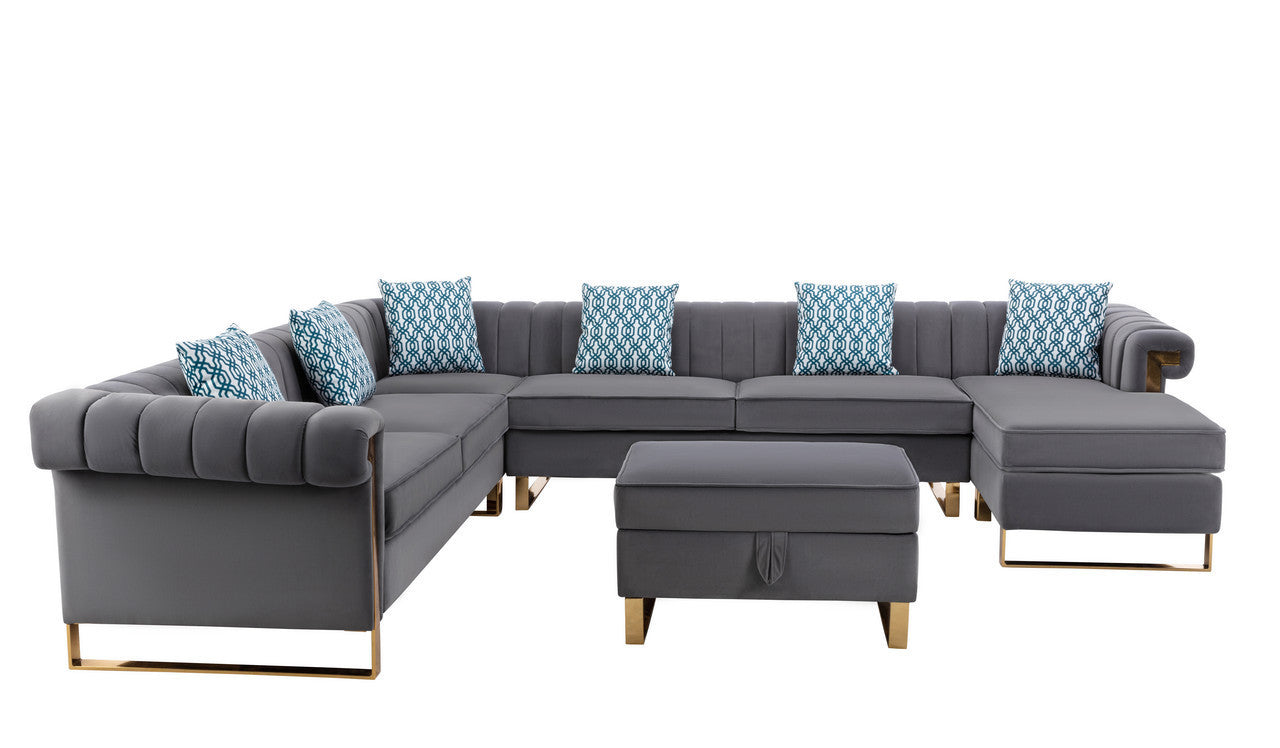 U Shaped Sectional - Large Sectional Couch with Chaise, Storage Ottoman