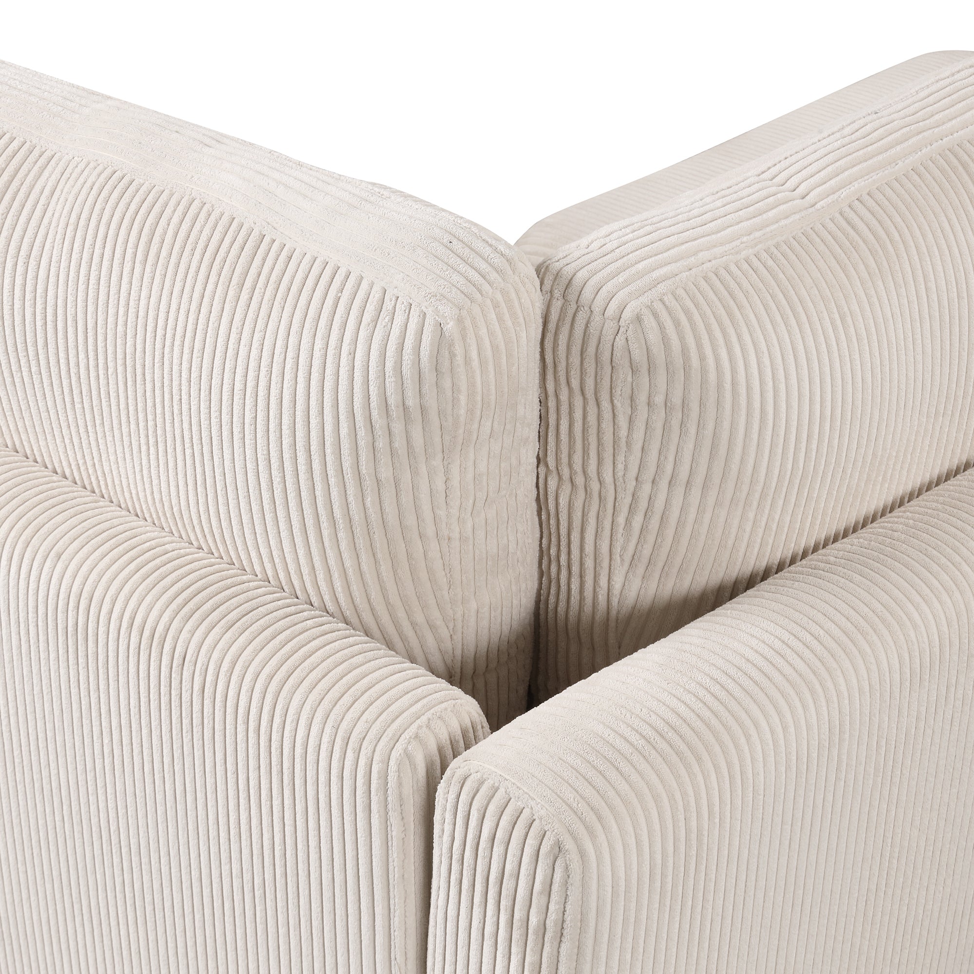 Louie Modular Sectional Sofa, Corduroy Couch with Ottoman - Beige