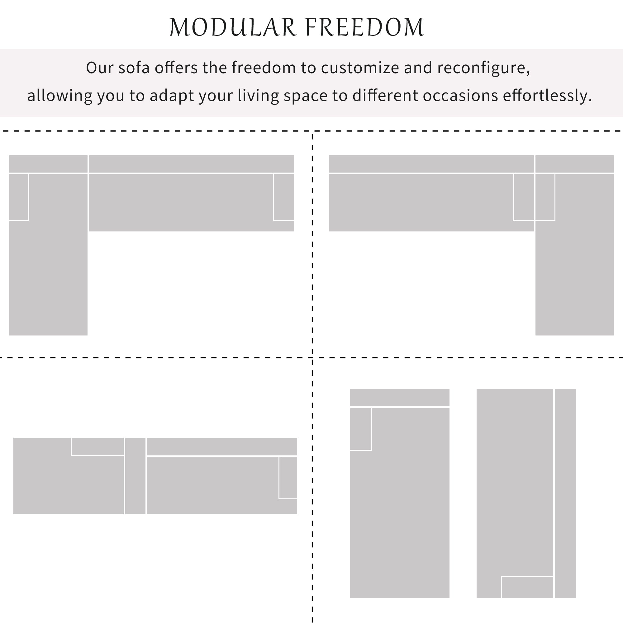 Modular Couch, L-Shaped Sofa with Chaise, Grey