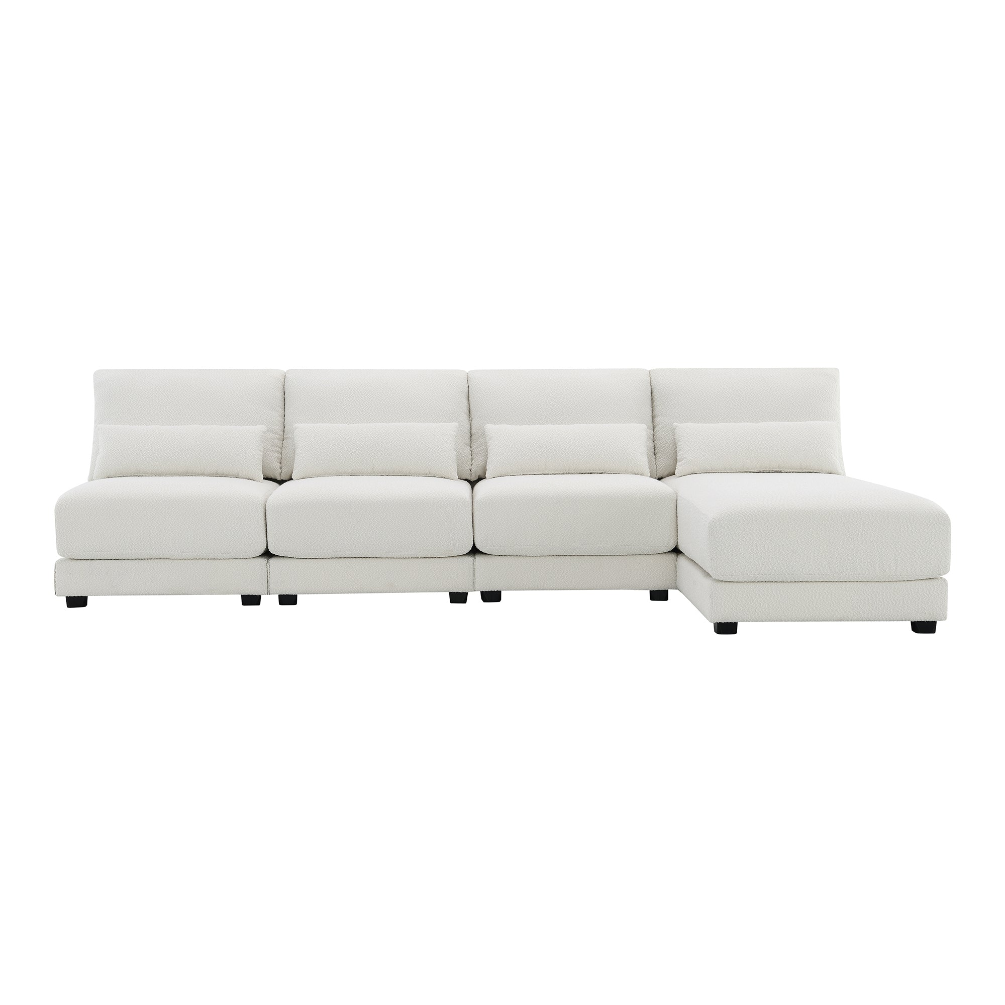 L Shape Couch, Deep Seat Sectional Sofa with Reversible Chaise, Cream