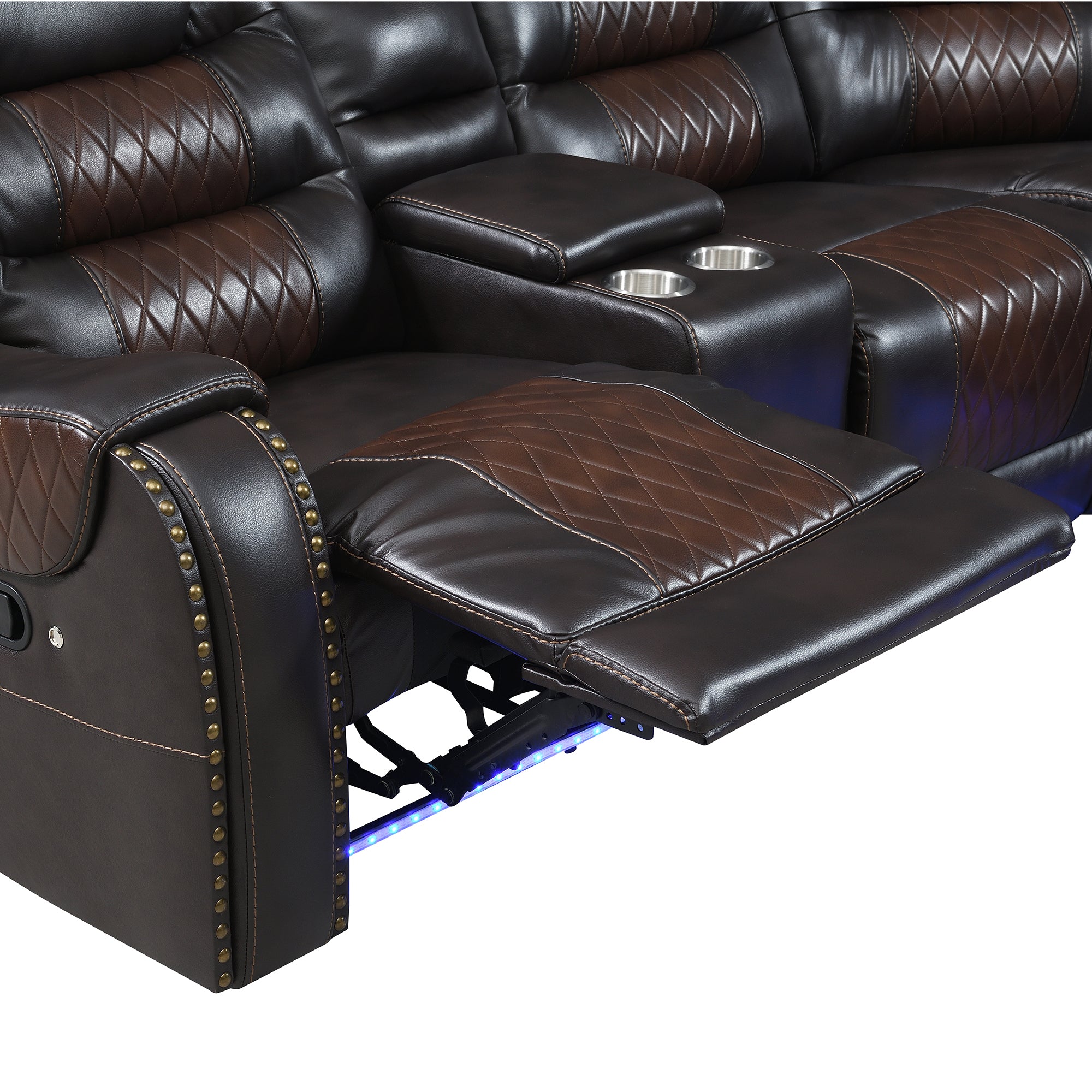 Luxury Reclining Sofa, Corner Sectional Couch Recliner, Brown
