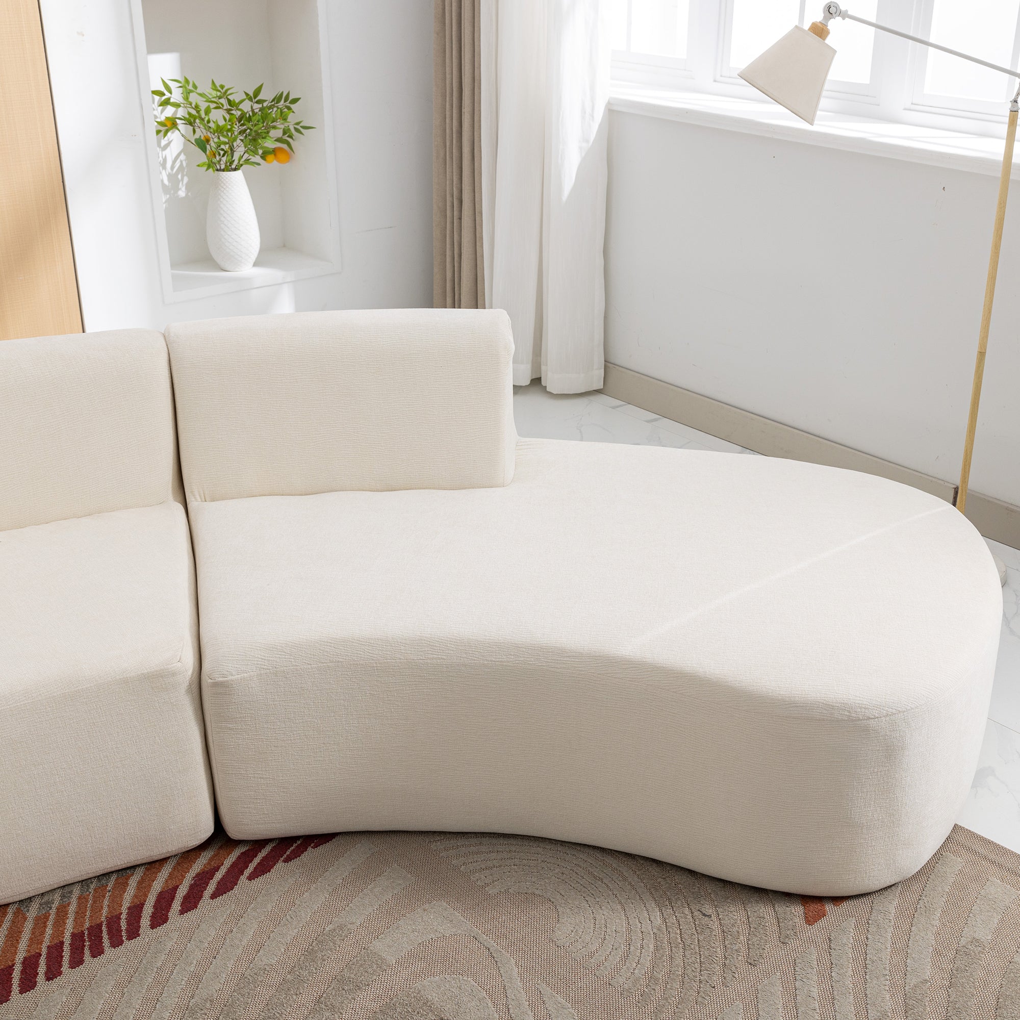 Curved Sofa, Modern Large Sectional Couch - Beige