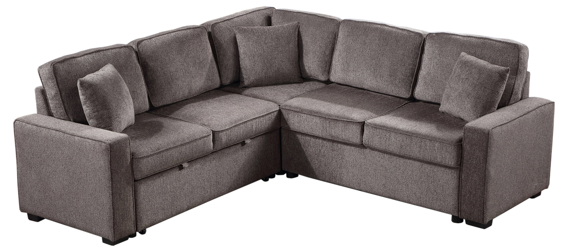 Louie Sleeper Sectional, Couch L Shape - Brown