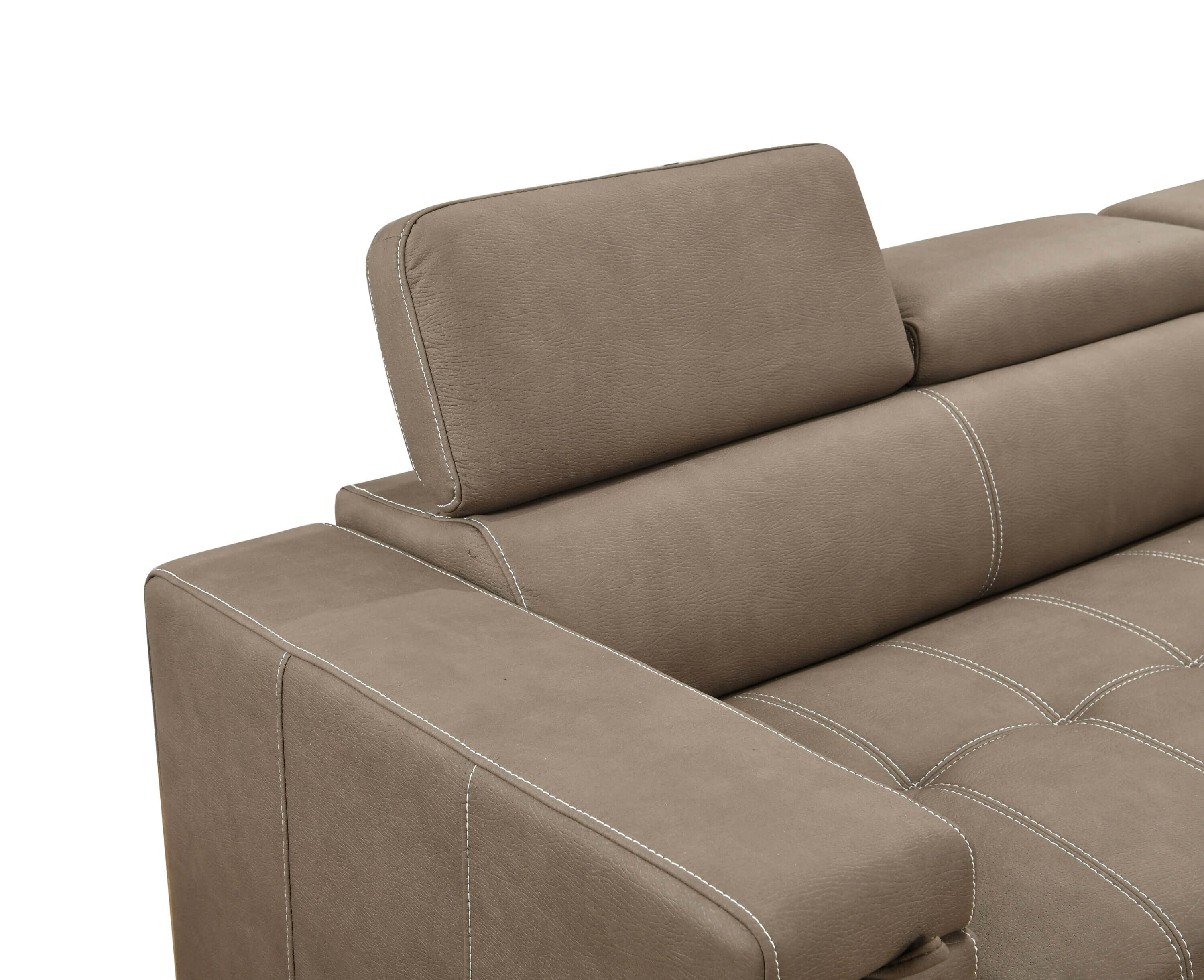 Louie L-Shaped Sofa Bed, Convertible Couch Pullout with Storage Chaise and Adjustable Headrest - Brown