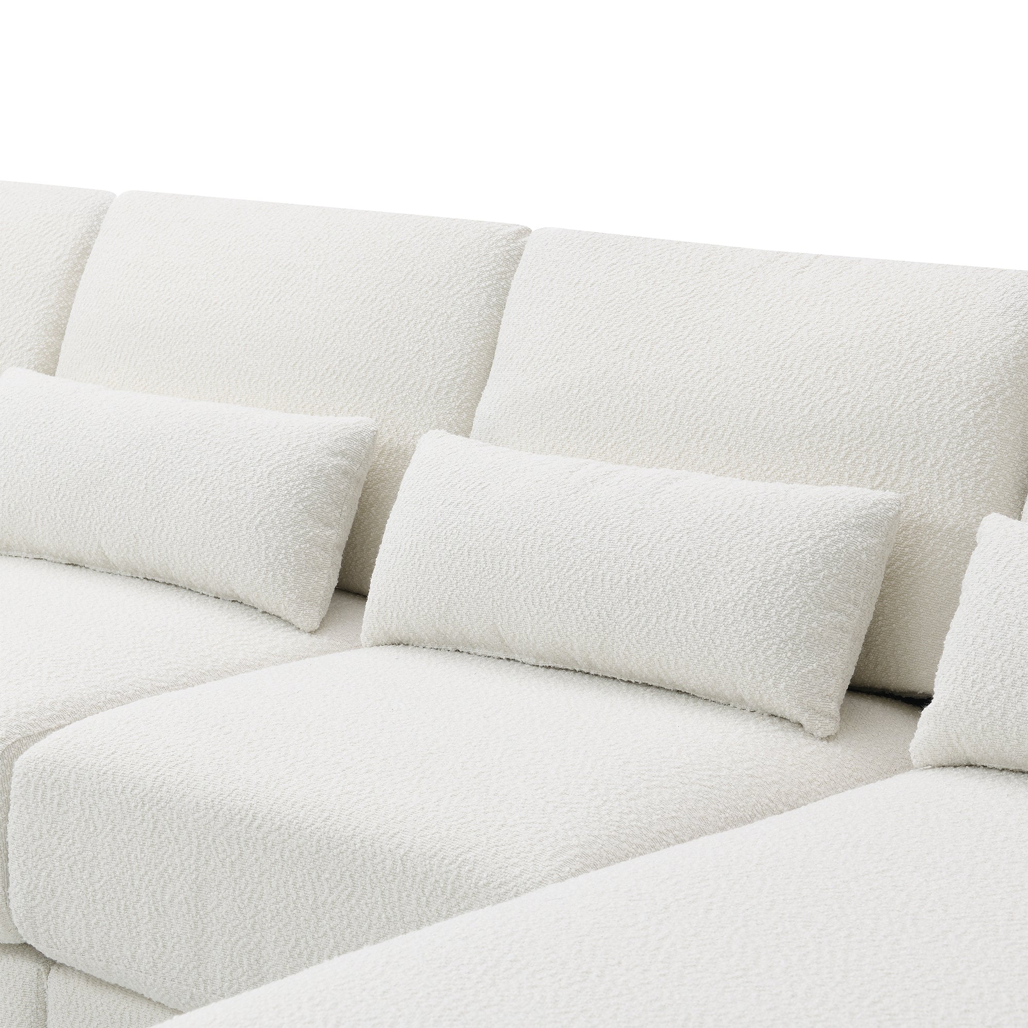 L Shape Couch, Deep Seat Sectional Sofa with Reversible Chaise, Cream