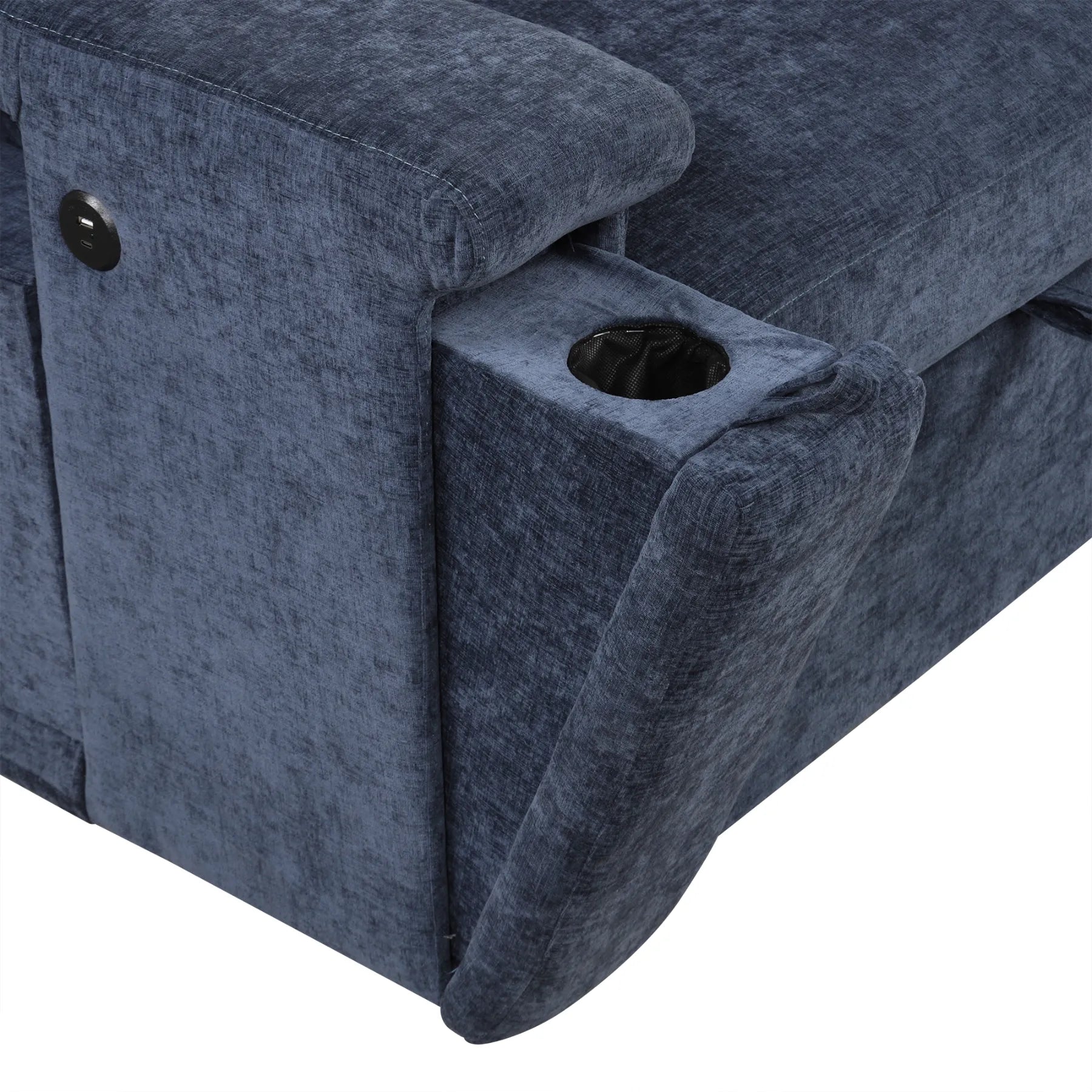 Sleeper Sectional, Sofa L Shape, Couch with Ottoman and Storage, Blue