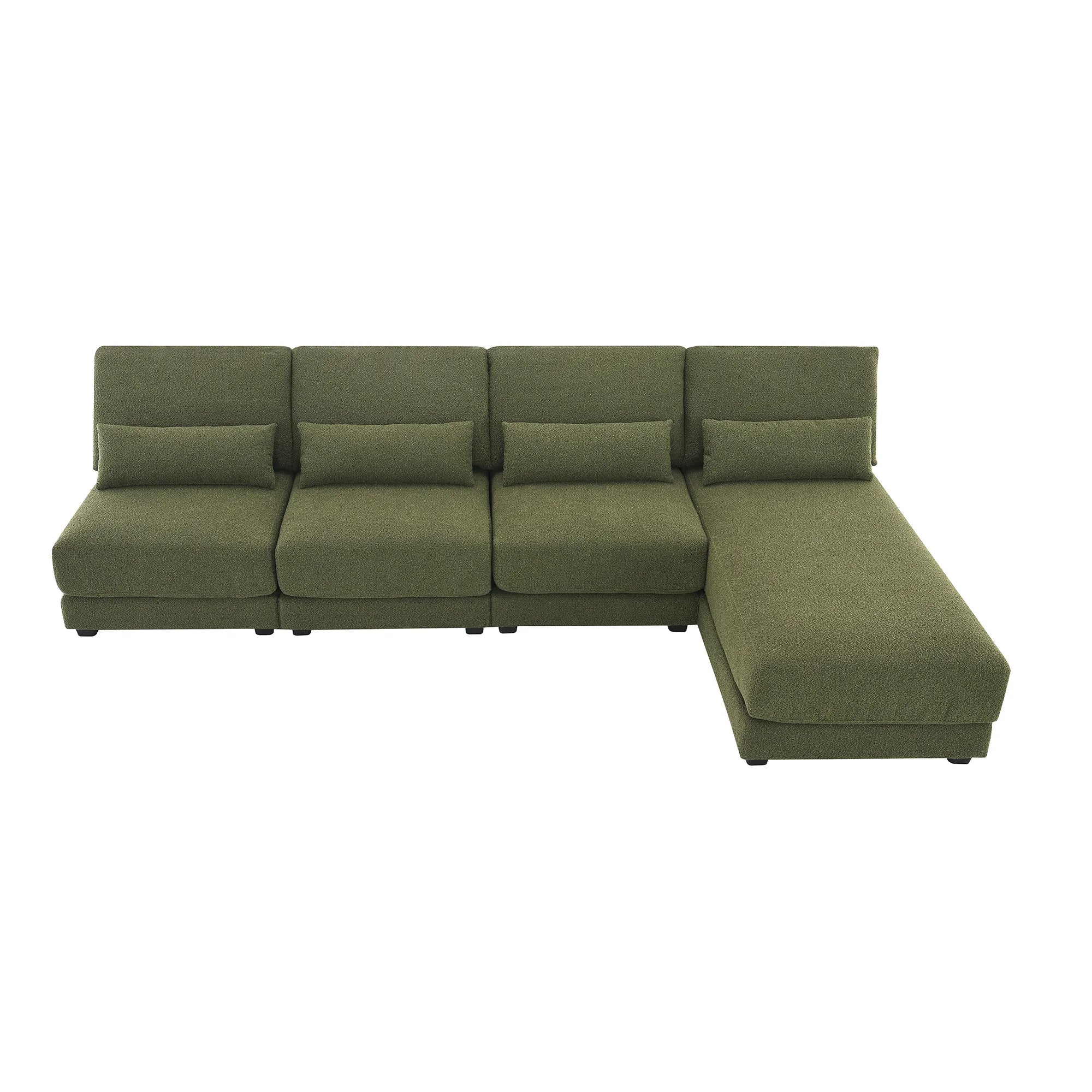 L Shape Couch, Deep Seat Sectional Sofa with Reversible Chaise, Green