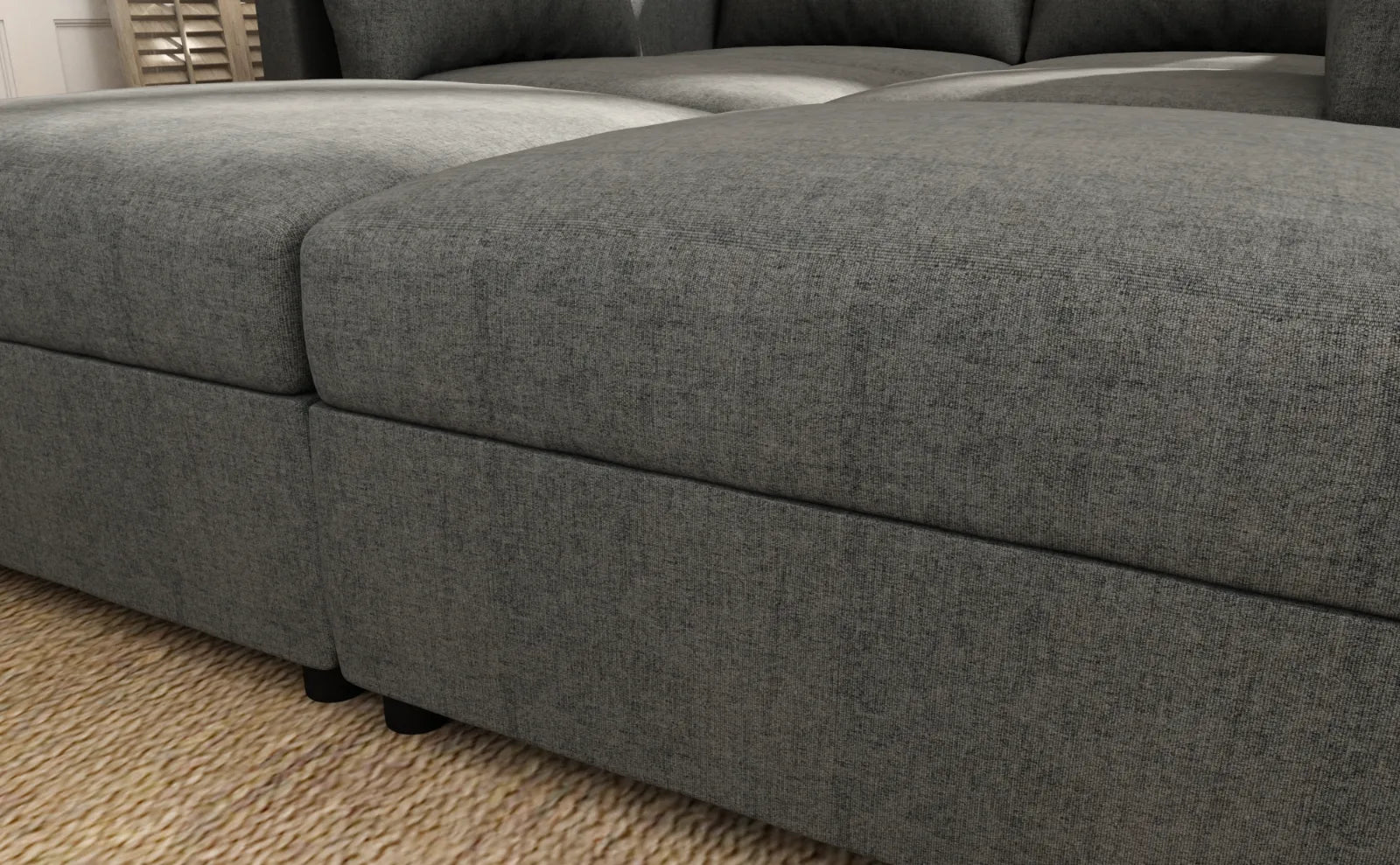 Large Sectional Couch with Storage, Sofa with Chaise- Gray