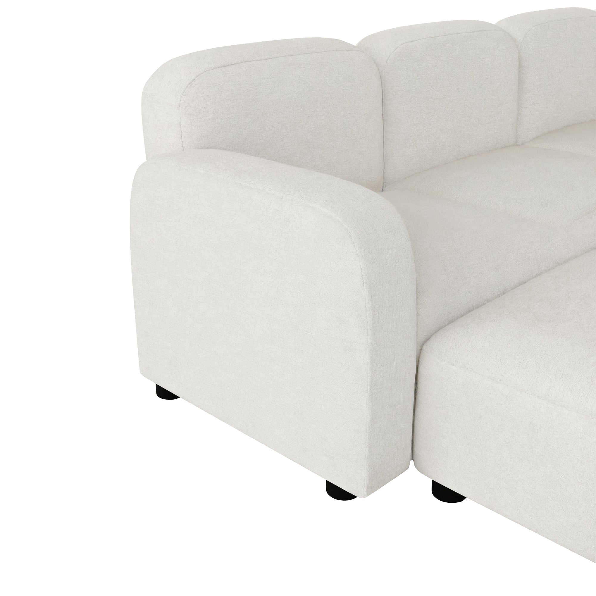 Modern U Shaped Sectional, Modular Comfy Couch with Ottoman, Beige