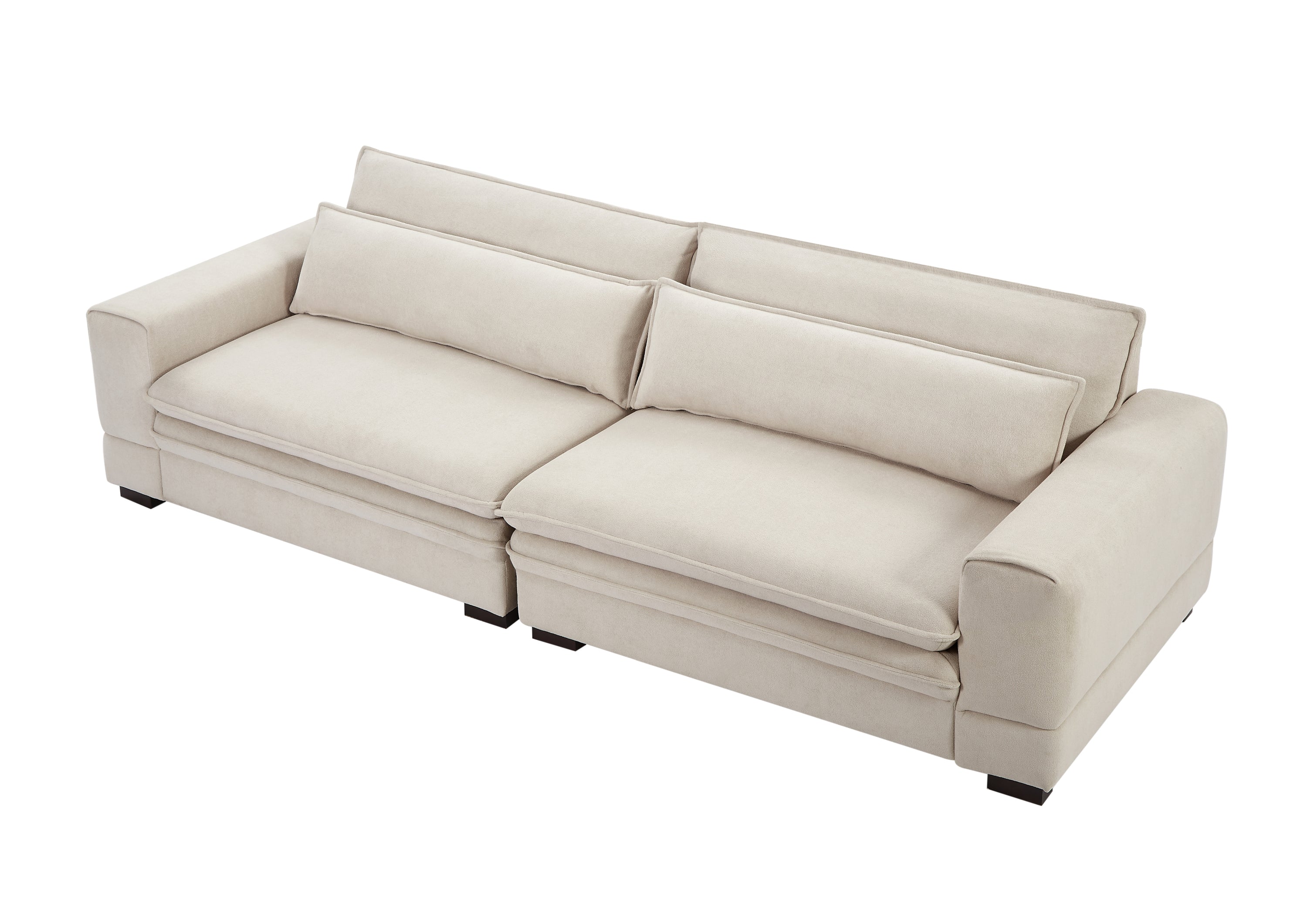 Oversized 3 Seater Deep Sofa, Pillow Top Couch, Beige