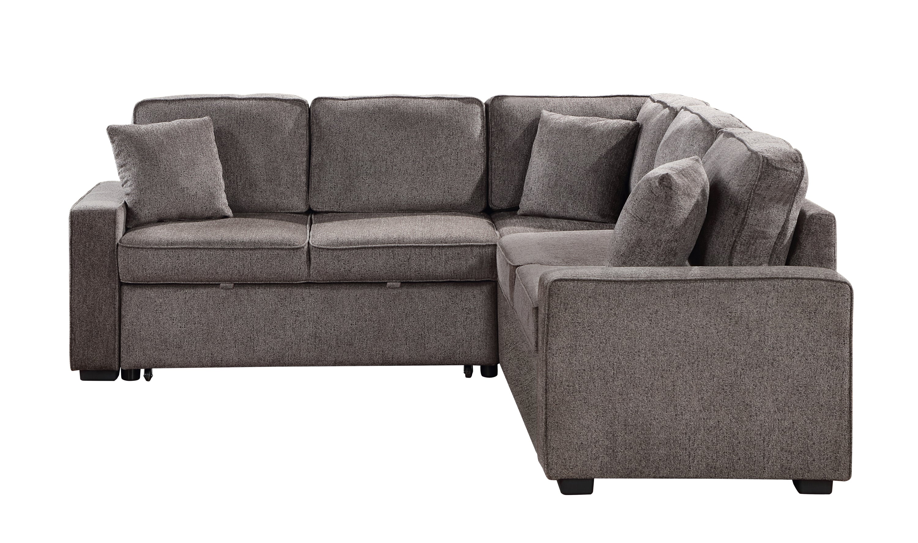 Louie Sleeper Sectional, Couch L Shape - Brown