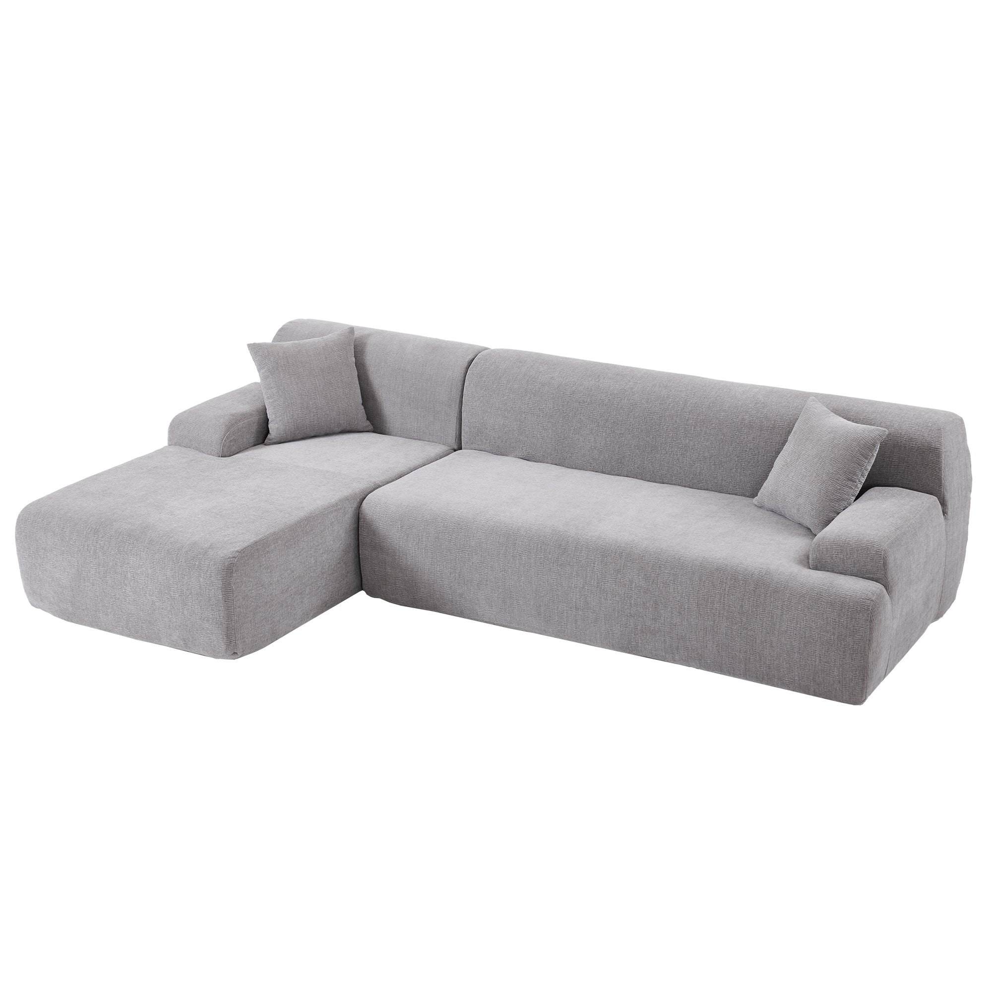 Modular Couch, L-Shaped Sofa with Chaise, Grey