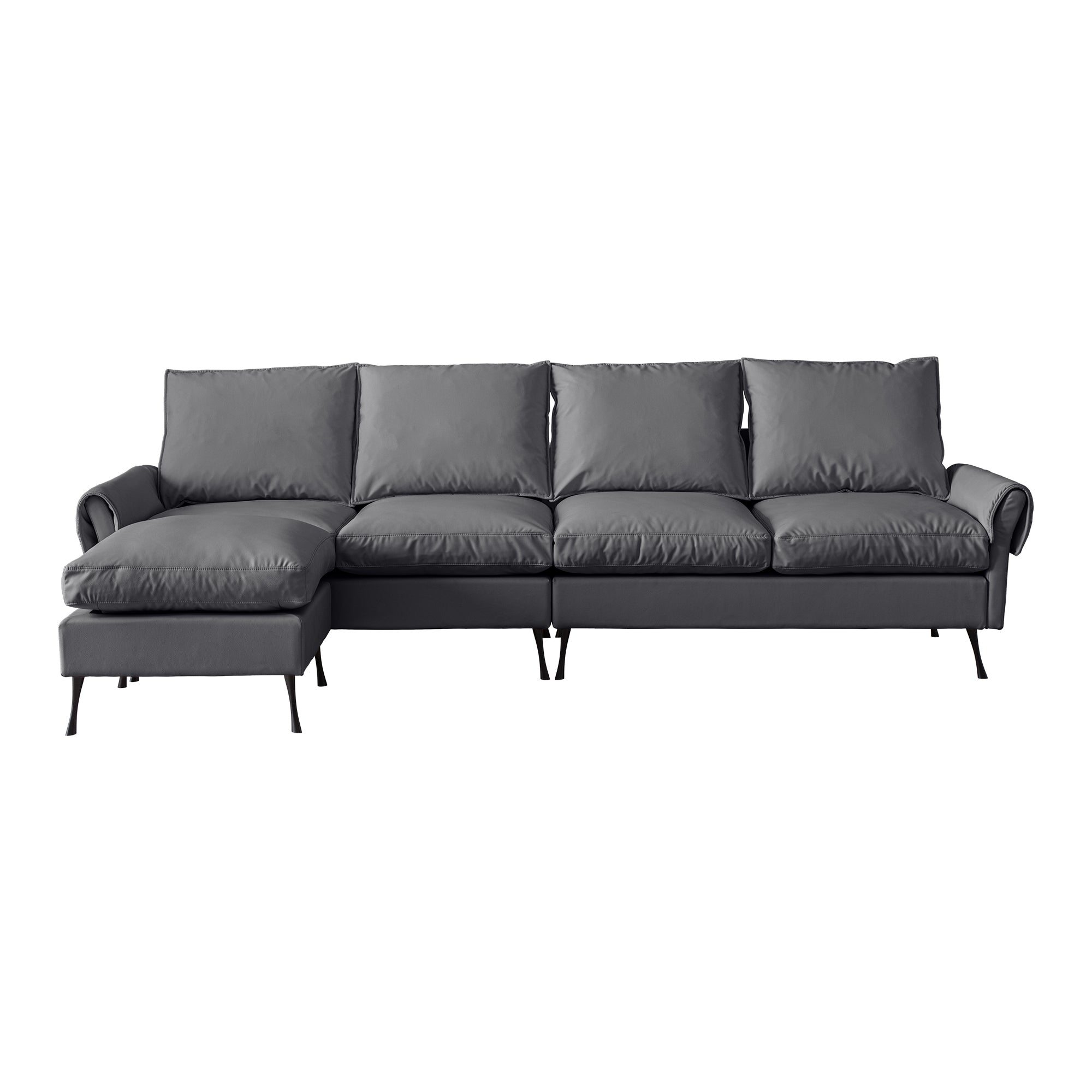 Louie Couch L-Shape, Sofa With Chaise Lounge - Gray