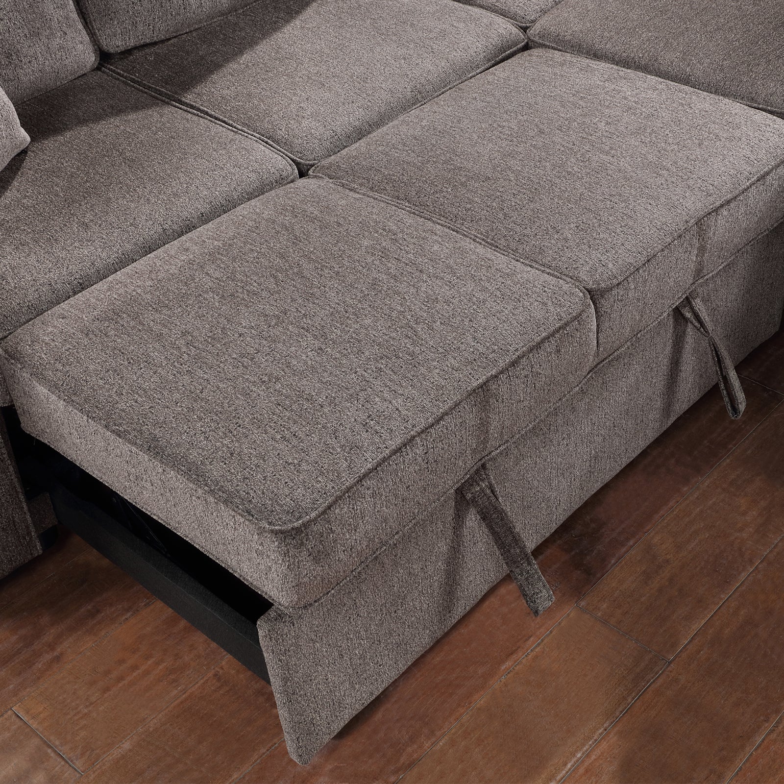 Louie Sleeper Sectional, Couch L Shape - Brown