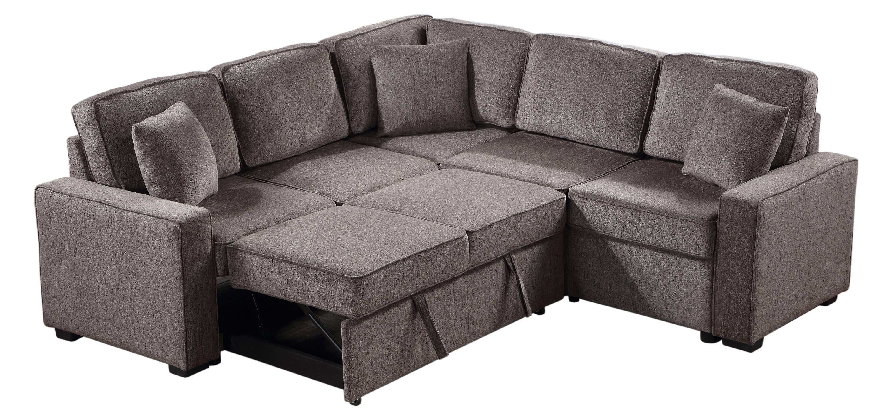 Louie Sleeper Sectional, Couch L Shape - Brown