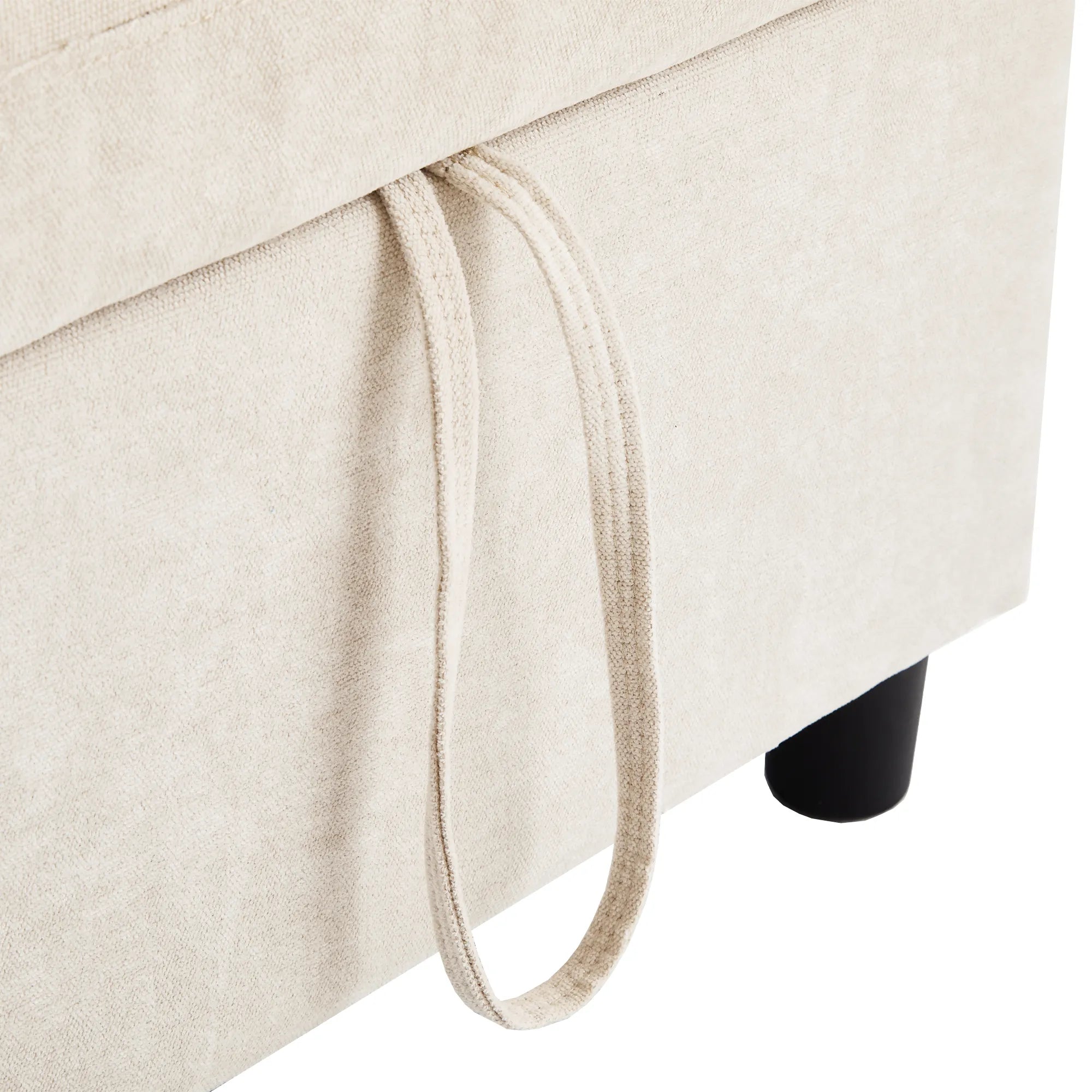 Corduroy Couch with Chaise Sleeper, Sectional Sofa Pull-Out, Beige