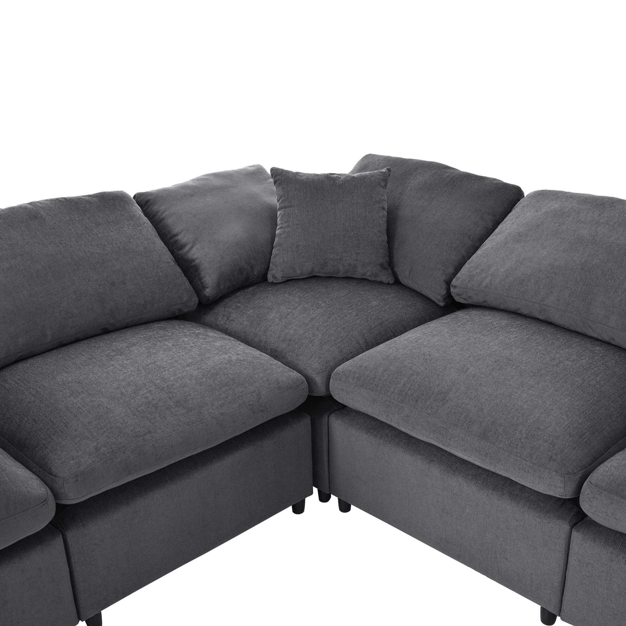 Large Modular Couch, U Shaped Sectional Sofa with Ottoman, Grey