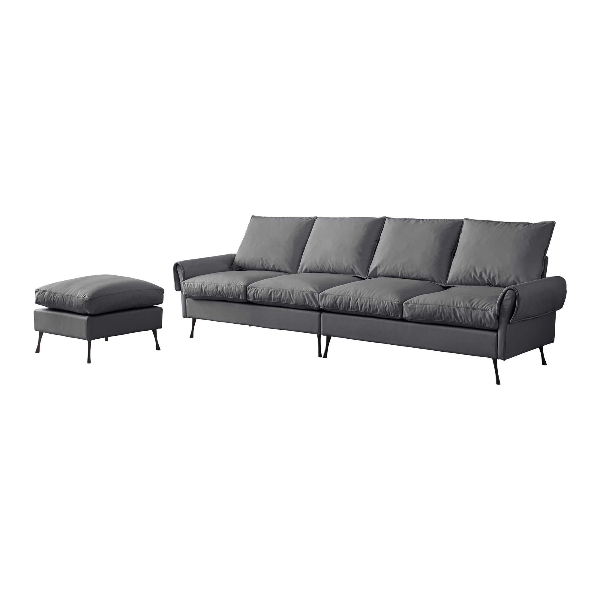 Louie Couch L-Shape, Sofa With Chaise Lounge - Gray