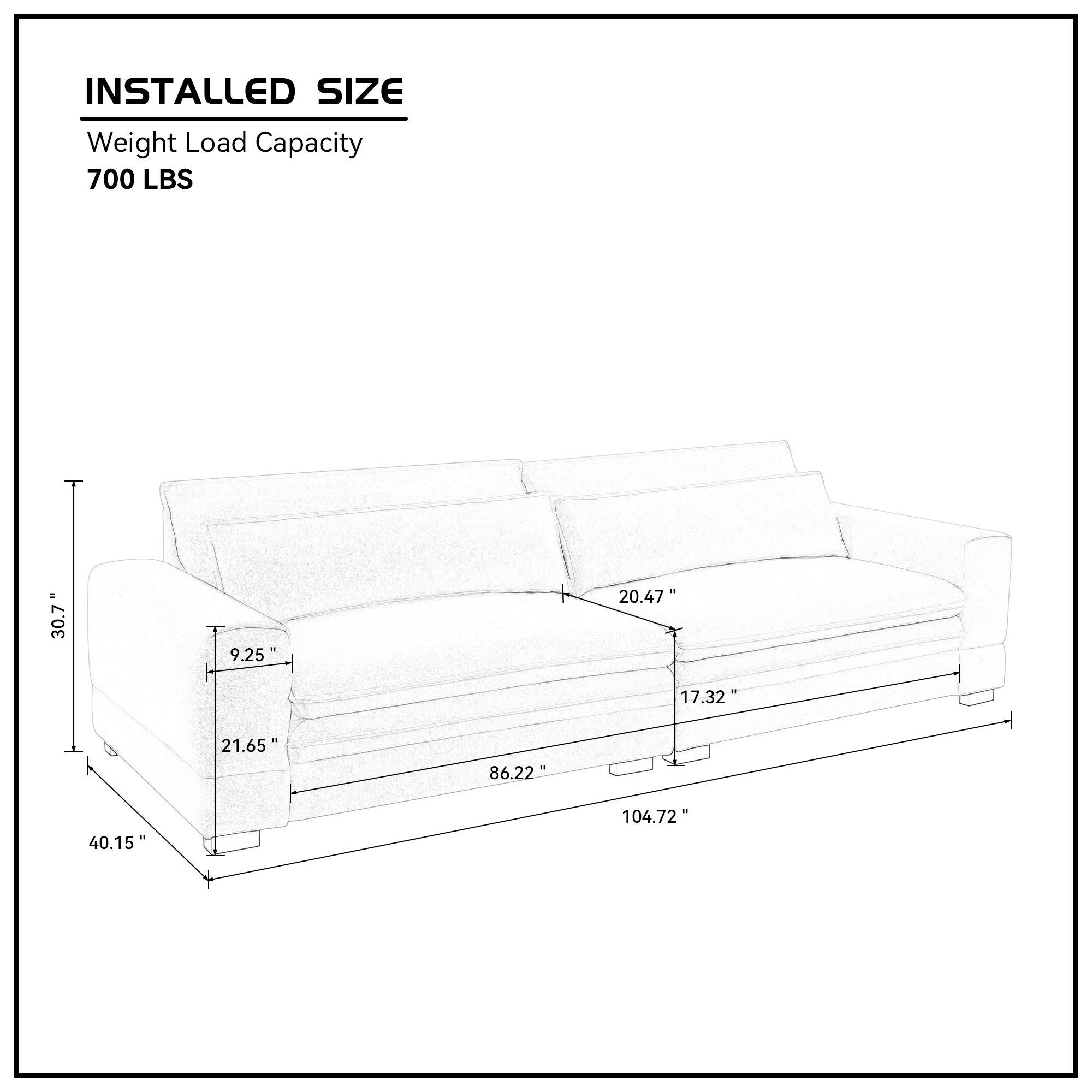 Oversized 3 Seater Deep Sofa, Pillow Top Couch, Beige